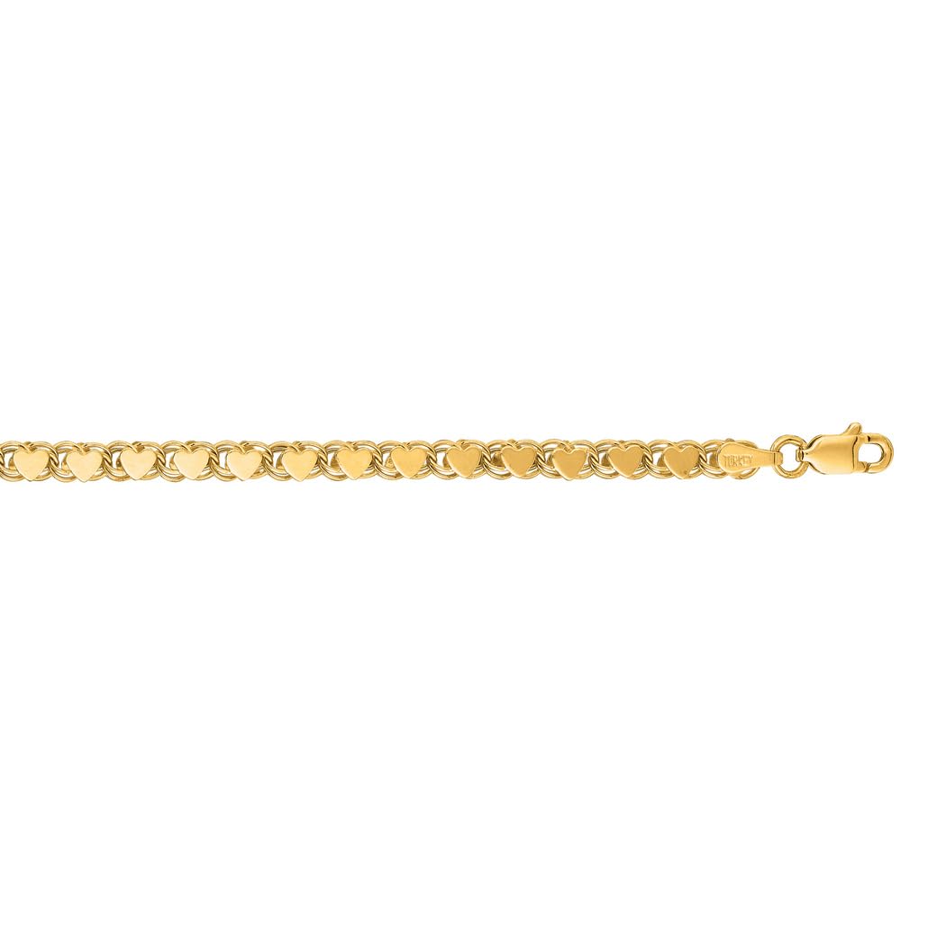 14K Yellow Gold 3.3mm Sparkle Cut Heart Chain Anklet with Lobster Clasp - 10 Inch Adjustable Ankle Bracelet for Women & Men | Perfect for Beach, Party & Everyday Wear