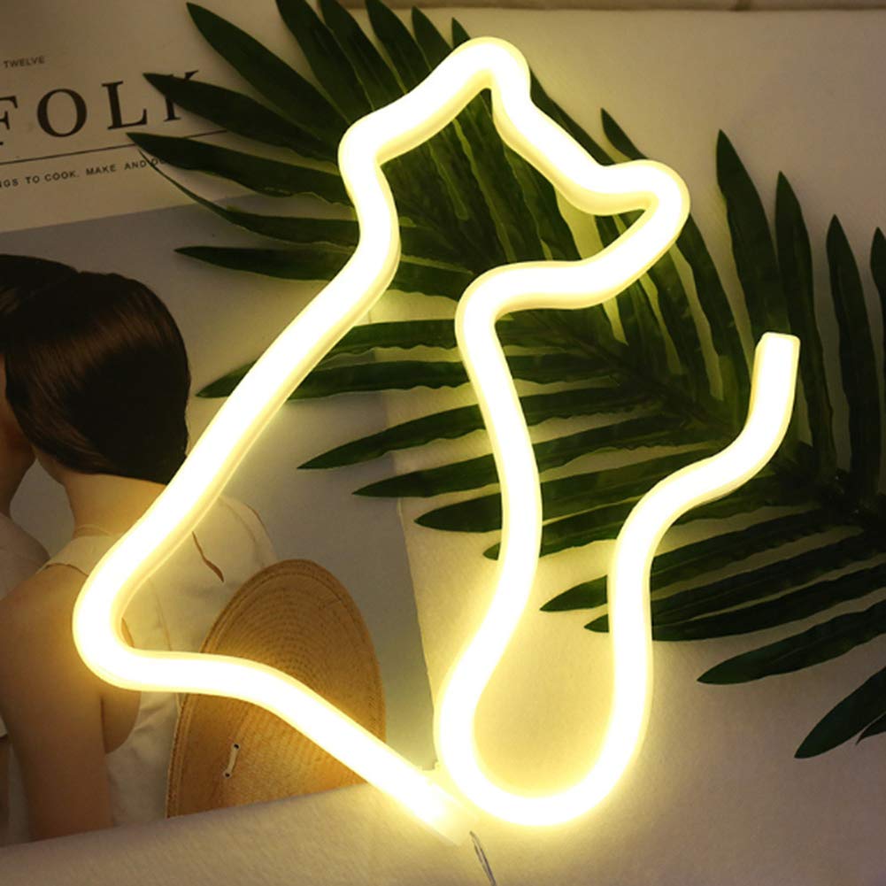 Cat LED Neon Sign - Warm White Wall Decor for Kids Room, Nursery, Living Room, Wedding & Party | Unique Christmas & Birthday Gift Idea for Cat Lovers