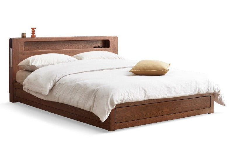 Premium Oak Solid Wood Luminous Box Bed - Durable Nightstand with Glow-in-the-Dark Features for Bedroom, Guest Room, and Kids Room Decor