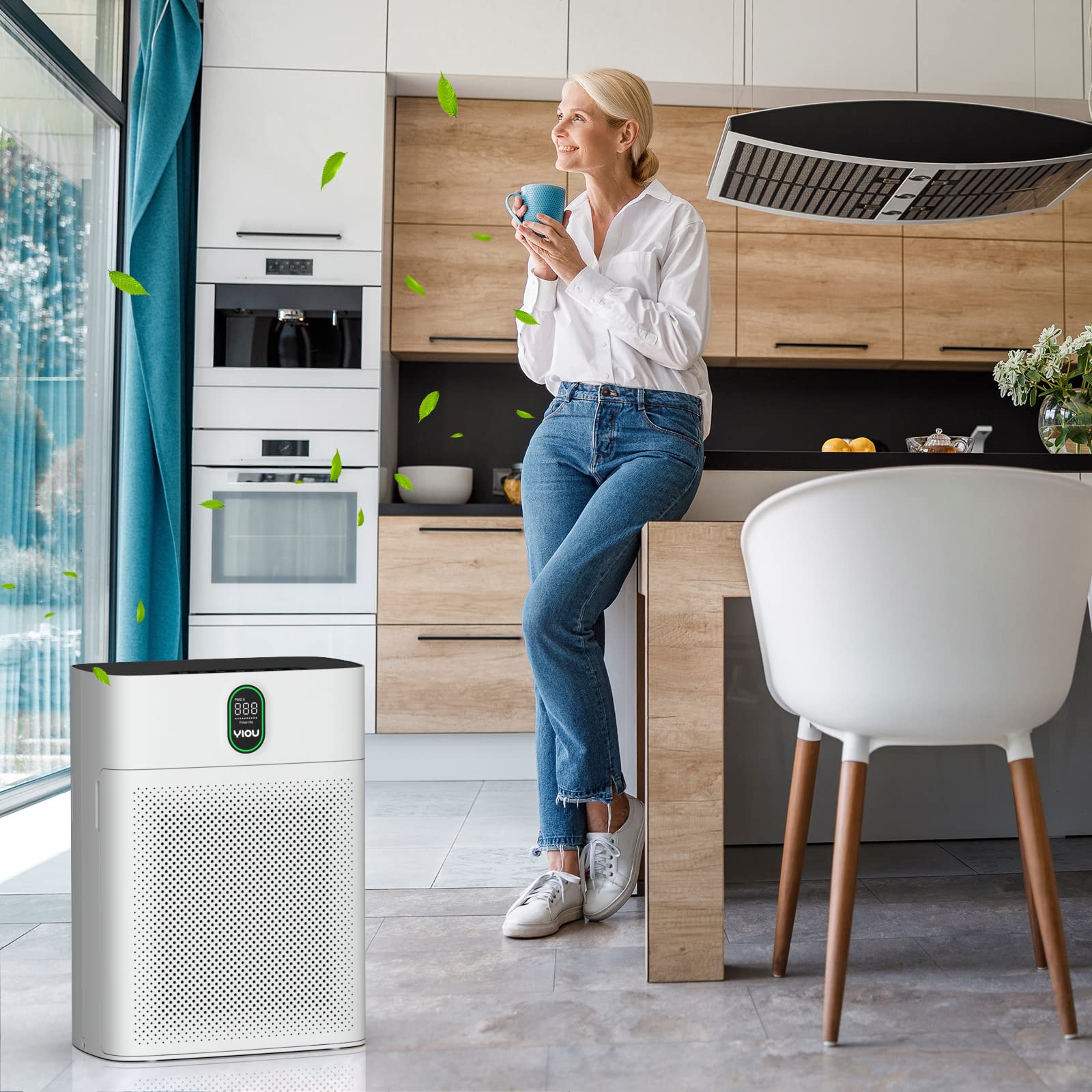YIOU H13 True HEPA Air Purifier for Large Rooms up to 960 Sq Ft - Removes 99.97% of Dust, Pet Dander, Smoke - Quiet 24dB Bedroom Air Cleaner with Dual Air Inlet & Air Quality Sensor - Perfect for Allergy Relief, Smoke Removal and Fresh Indoor Air