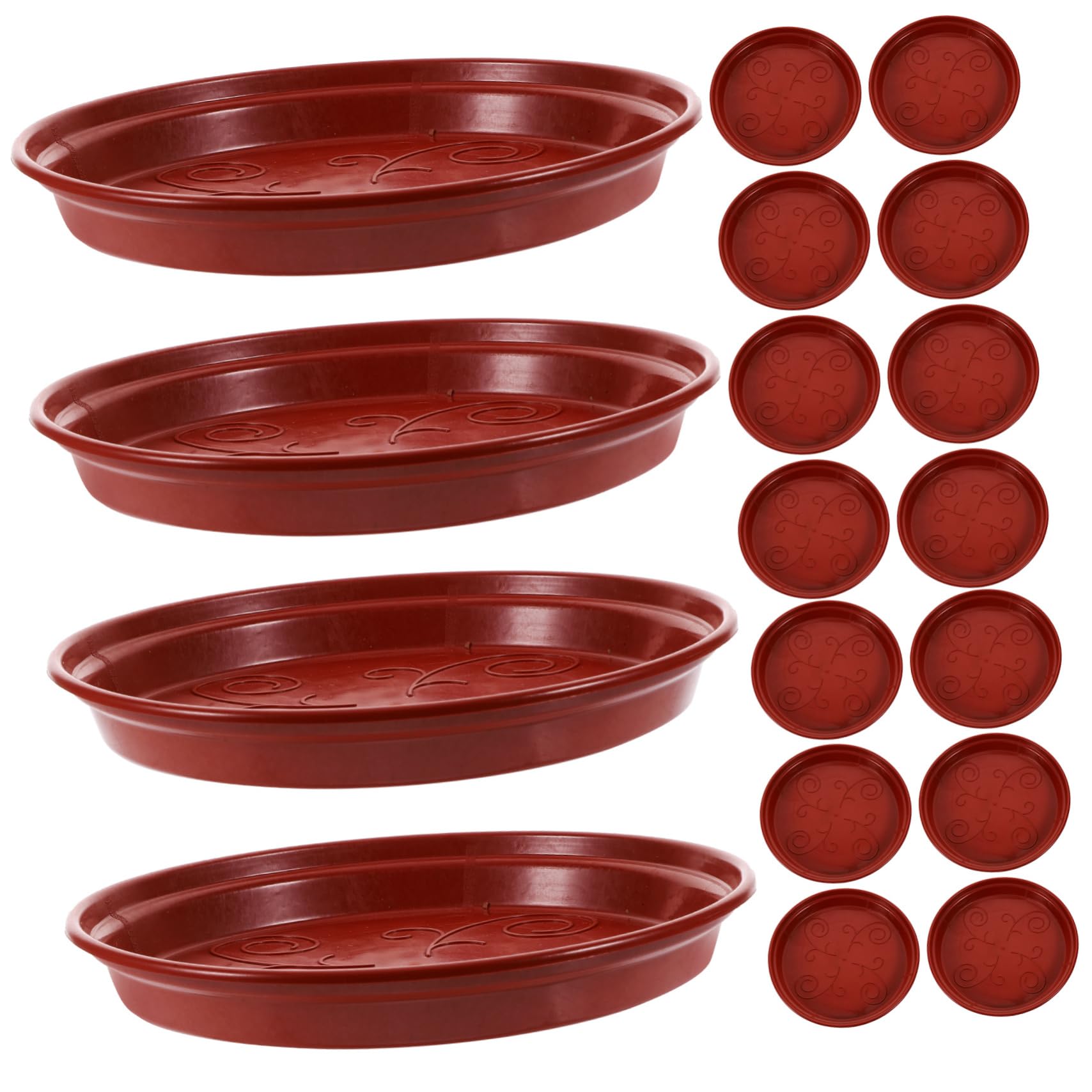 GANAZONO 20 Pack Thick Plastic Plant Saucers - Drip Trays for Flower Pots, Potted Plants, Indoor & Outdoor Use - Heavy Duty Water Catcher Base for Gardening, Balcony, Deck, and Patio Decor