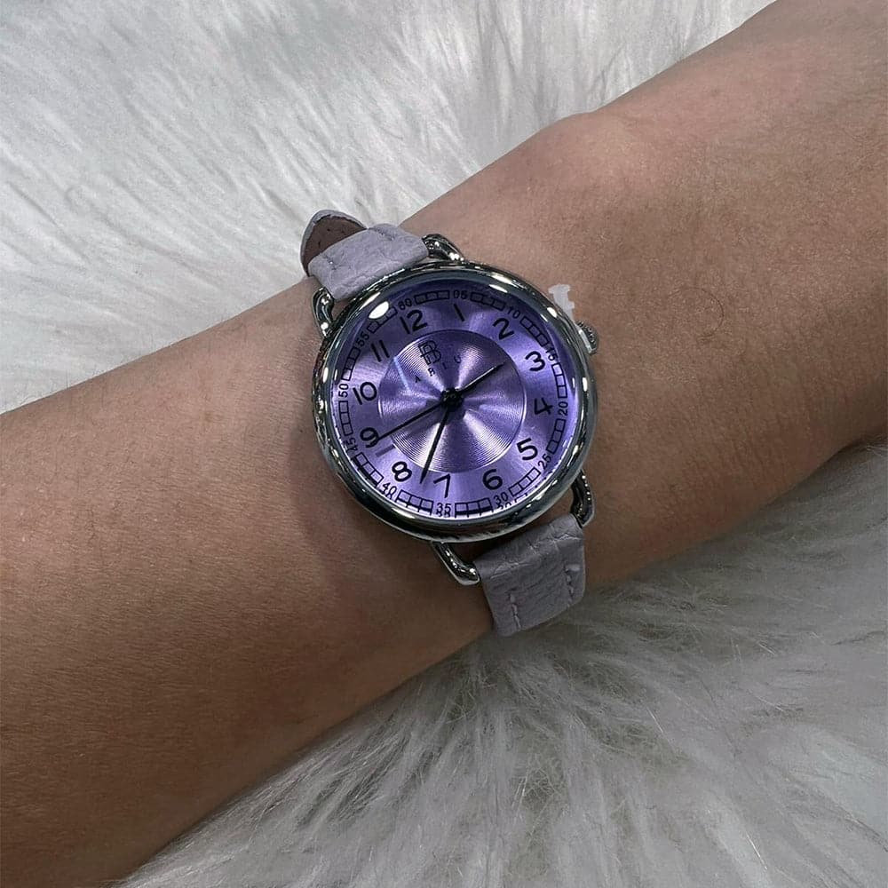 Elegant Purple Leather Strap Women's Watch - AB 6118 S PUR L - Perfect for Office, Party & Everyday Wear