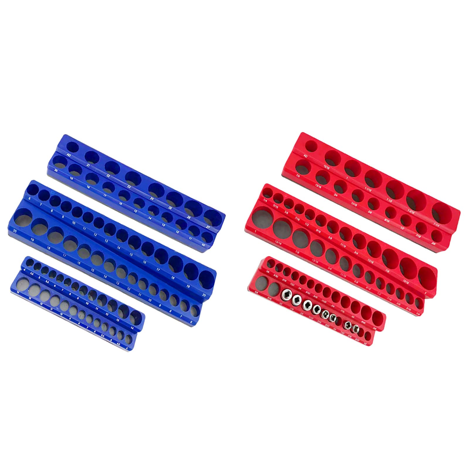 Magnetic Socket Holder Organizer - Heavy Duty Plastic Tool Storage Rack for 1/8
