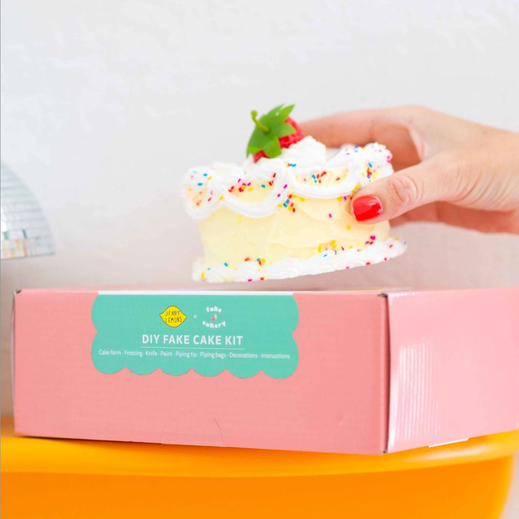 DIY Fake Cake Craft Kit - Strawberry Sprinkle Decor for Dorm Room, Birthday Gifts & Home Shelf Styling | Fake Dessert Display for Party Decorations, Classroom Projects & Creative Home Decor