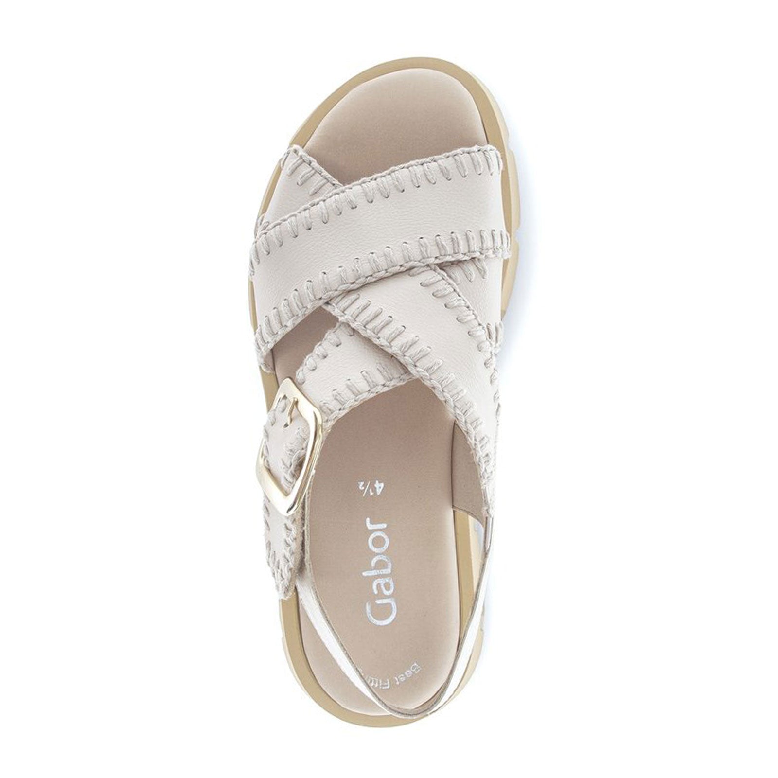 Gabor 64751 Women's Stitch Platform Backstrap Sandal in Cervo/Creme - Comfortable Summer Wedge Sandals for Beach, Vacation & Casual Outings