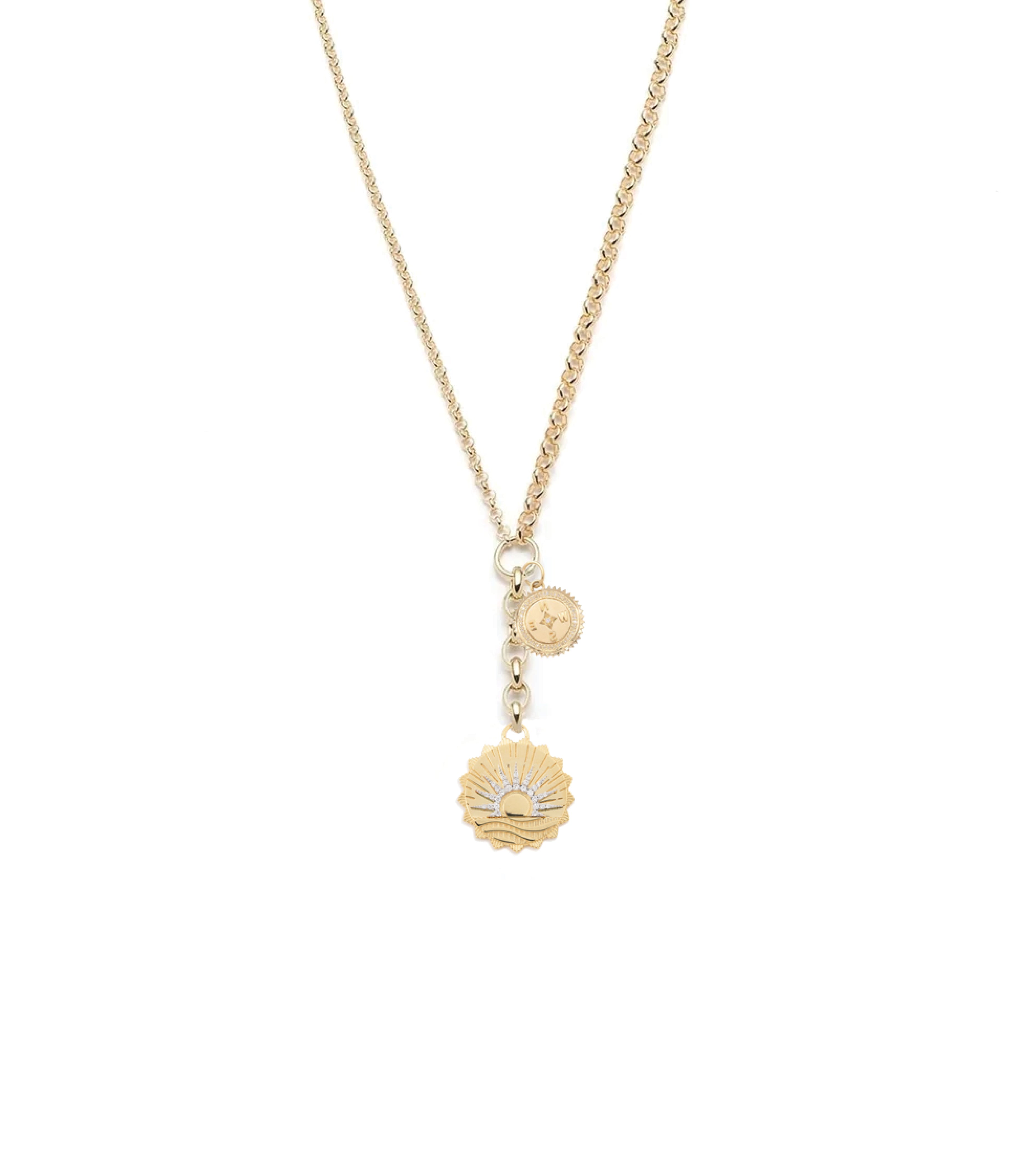 New Beginnings & Internal Compass: Medium Mixed Belcher Extension Chain Necklace - Stylish Layering Jewelry for Women, Perfect for Everyday Wear, Date Nights & Special Occasions