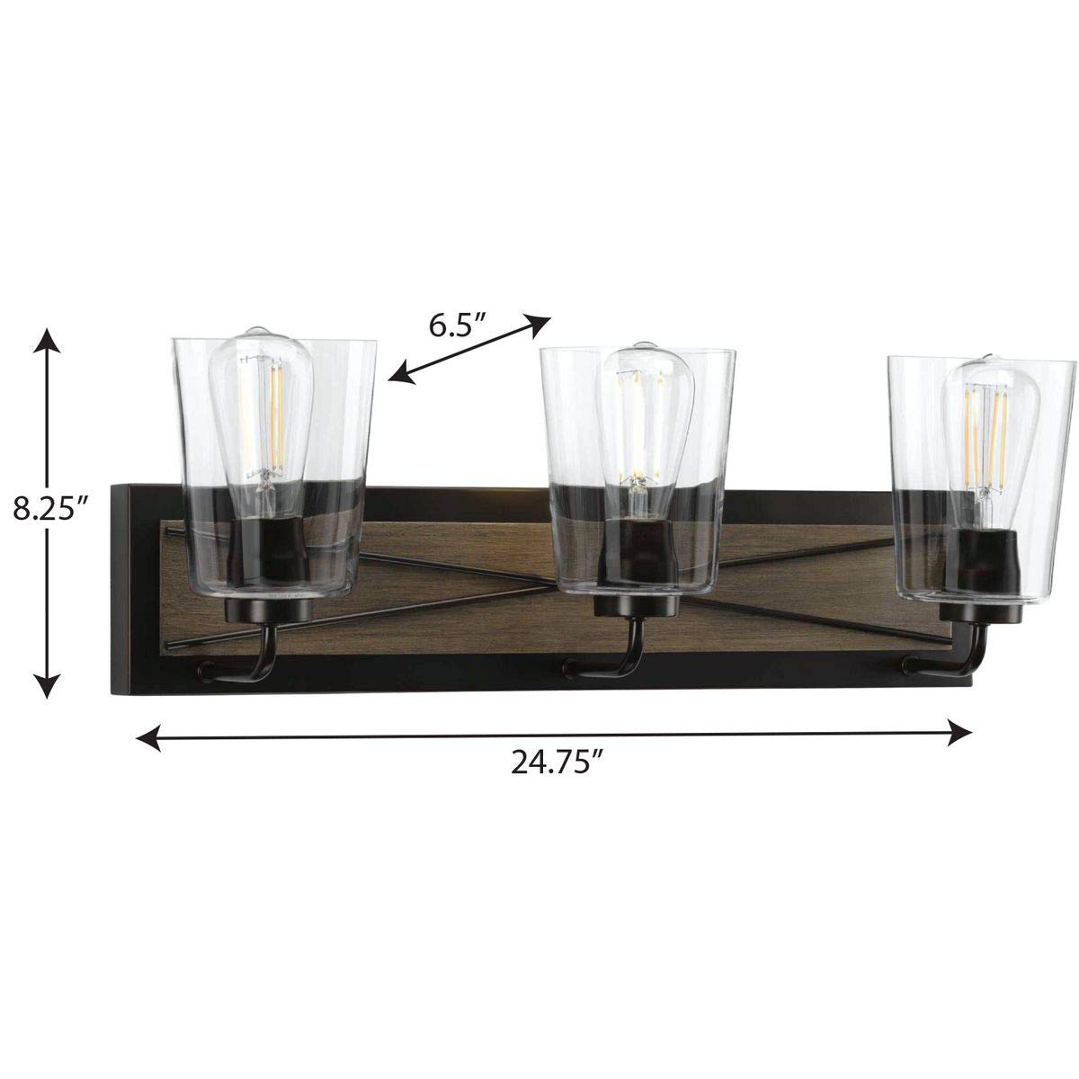 PROGRESS LIGHTING Briarwood Collection 3-Light Coastal Bathroom Vanity Fixture - Clear Glass Shade in Antique Bronze Finish | Perfect for Beach House, Coastal Decor & Bathroom Lighting Upgrade