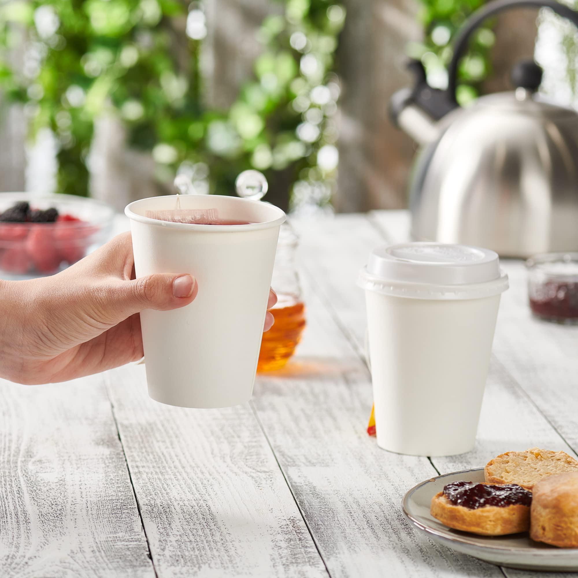 GUSTO 12 oz Disposable White Paper Coffee Cups [Case of 1,000] - Eco-Friendly Hot Drink Cups for Coffee, Tea & Cocoa - Perfect for Cafes, Offices & Catering Events