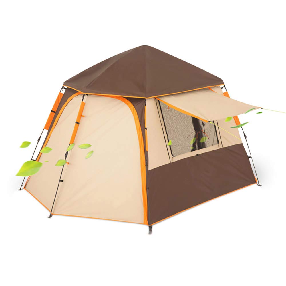 SHPEHP 4-6 Person Pop Up Beach Tent with UV Protection - Portable Instant Shelter for Camping, Outdoor Sports & Seaside Activities (220x220x185cm, Brown)