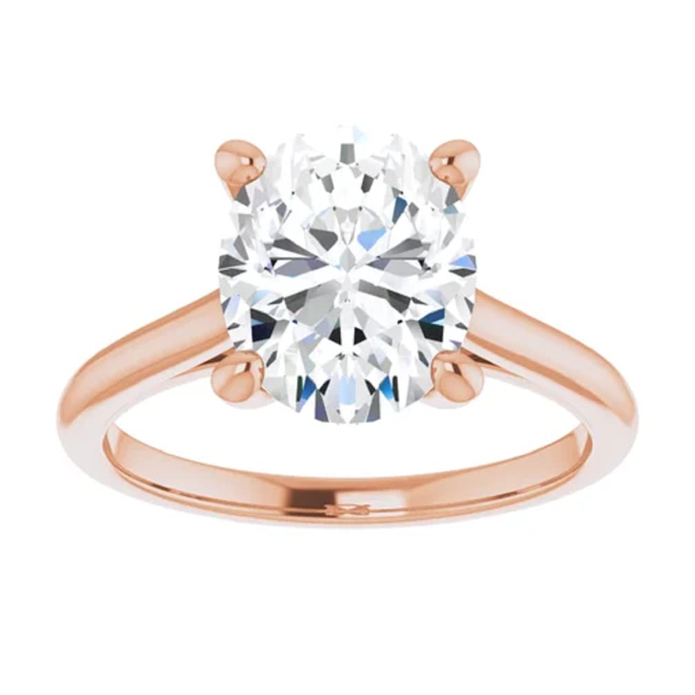 10K Solid Rose Gold Handmade Engagement Ring - 2 CT Oval Cut Moissanite Diamond Solitaire Wedding Band for Women - Perfect for Proposals, Anniversaries & Bridal Jewelry Gifts