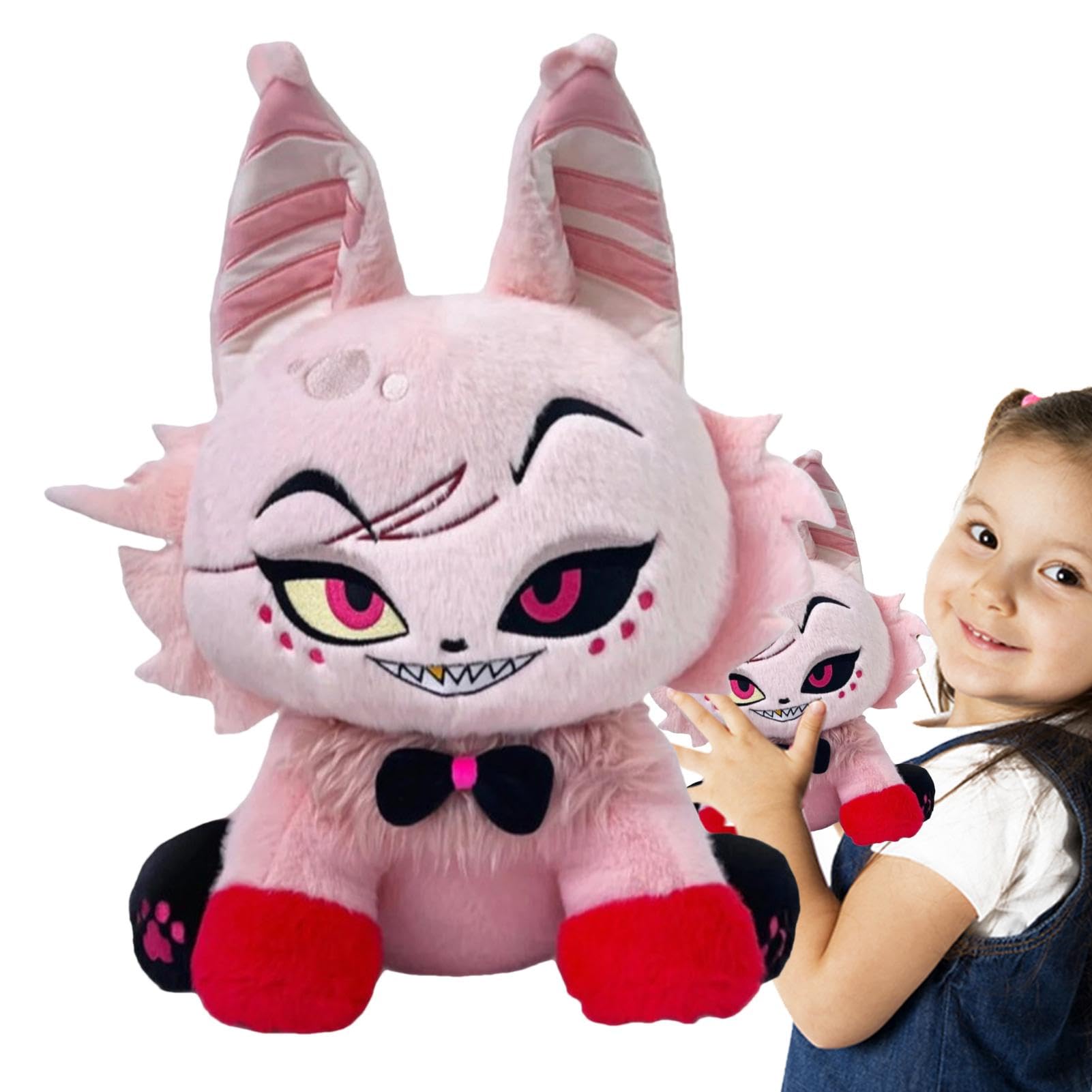 Hazbin Hotel Plush Toy - 9.8 Inch Hell Inn Angel Cat Stuffed Animal, Anime Character Soft Decorative Pillow, Cute Gift for Sofa & Bedroom Decor - Perfect for Anime Fans, Collectors and Home Decoration