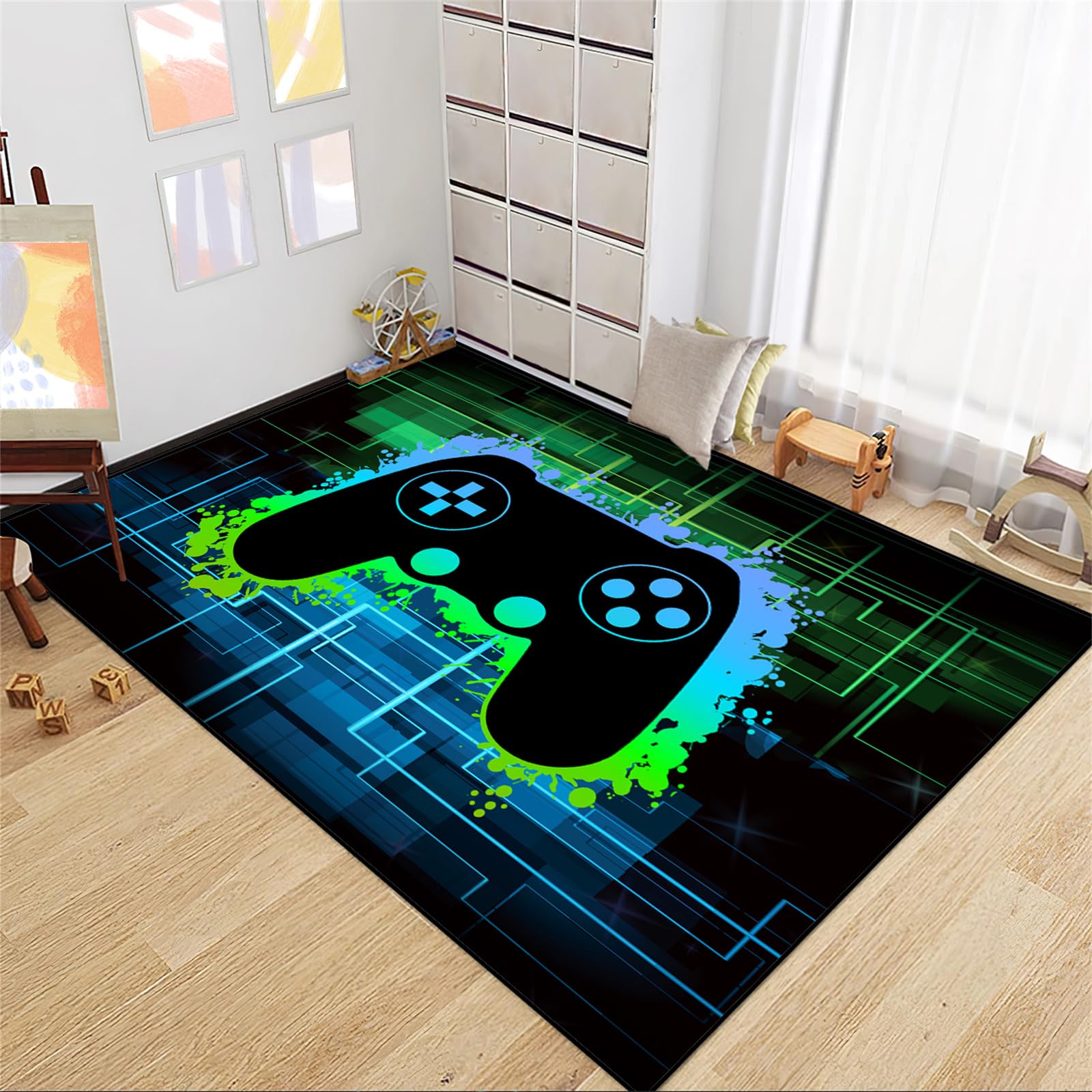 2'×3' Gamer Rug for Boys Room - Soft Video Game Themed Carpet for Gaming Room Decor, Playroom & Teen Bedroom - Perfect for Gaming Spaces, Esports Setup & Kids Play Area