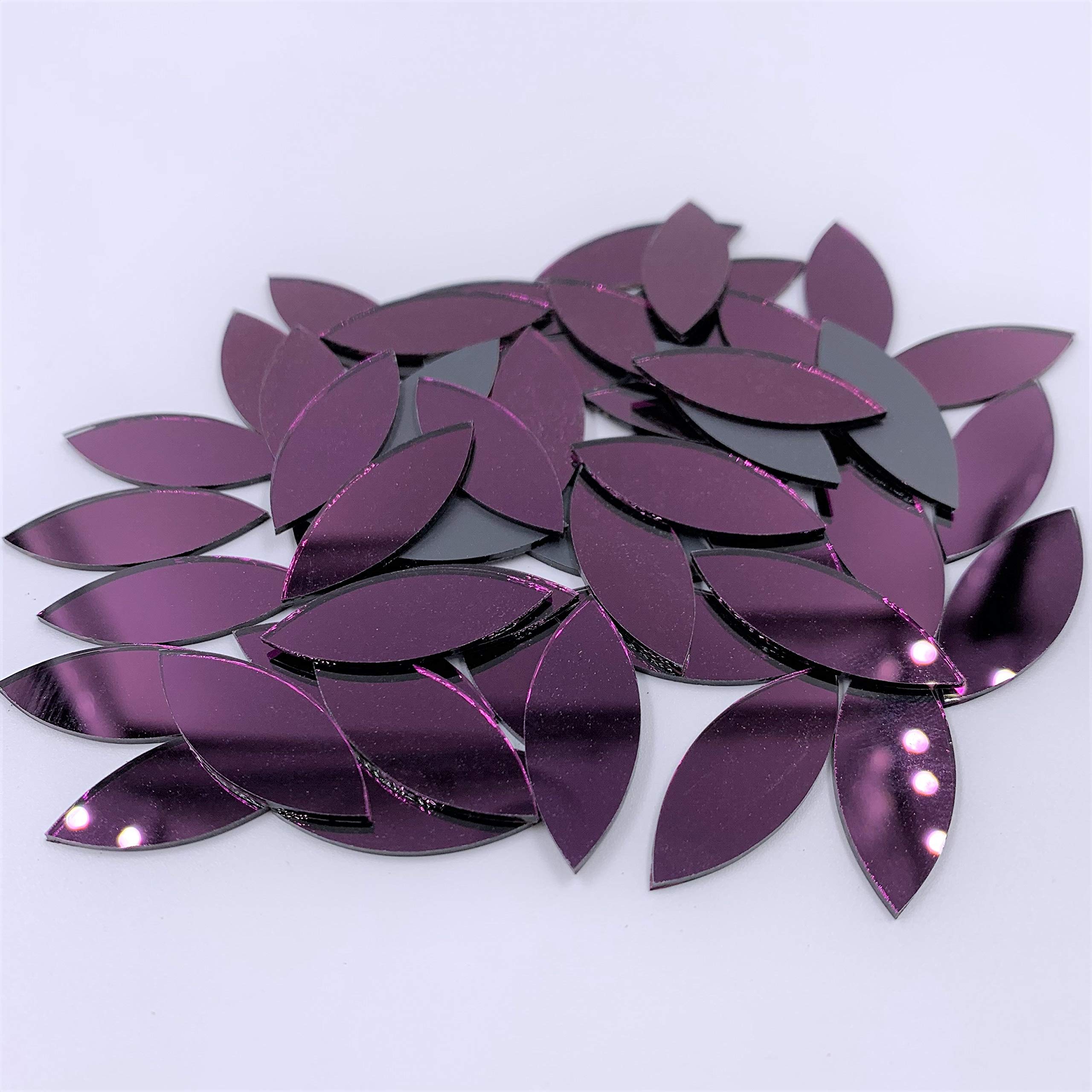 150pcs Purple Petal Shaped Mirror Mosaic Tiles for DIY Crafts, Home Decor, Wall Art, and Garden Accents | Decorative Glass Pieces for Mosaic Projects, Furniture Upcycling & Wedding Decorations