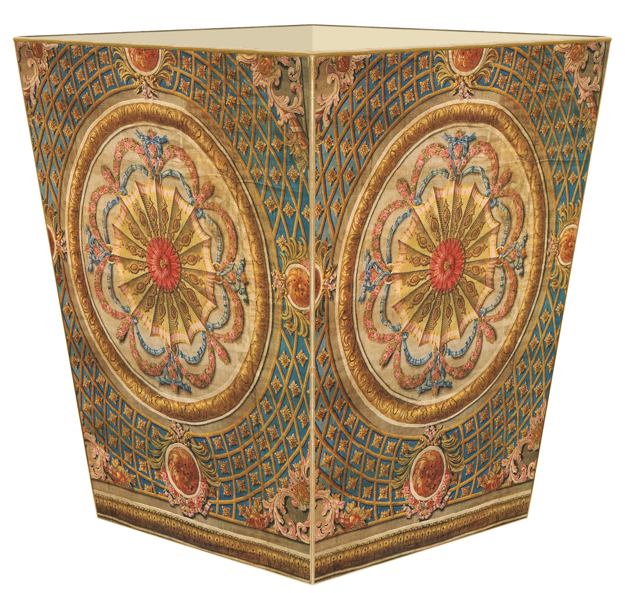 Gold Medallion Wastepaper Basket - Elegant Trash Can for Office & Home Decor | Perfect for Desks, Bathrooms & Bedrooms