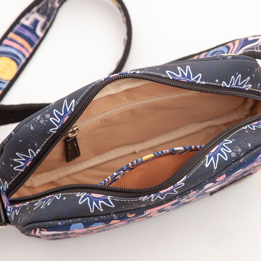 Hands-Free Ancestral Black Bag by Macondas - Perfect for Travel, Hiking, and Everyday Use