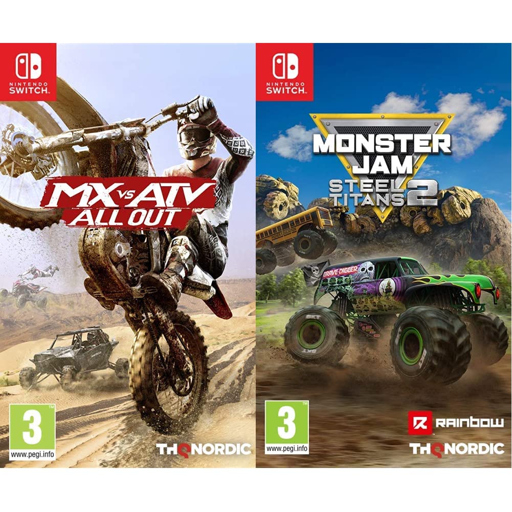 MX vs ATV All Out & Monster Jam Steel Titans 2 Bundle for Nintendo Switch - Best Racing Games for Kids & Family Game Night