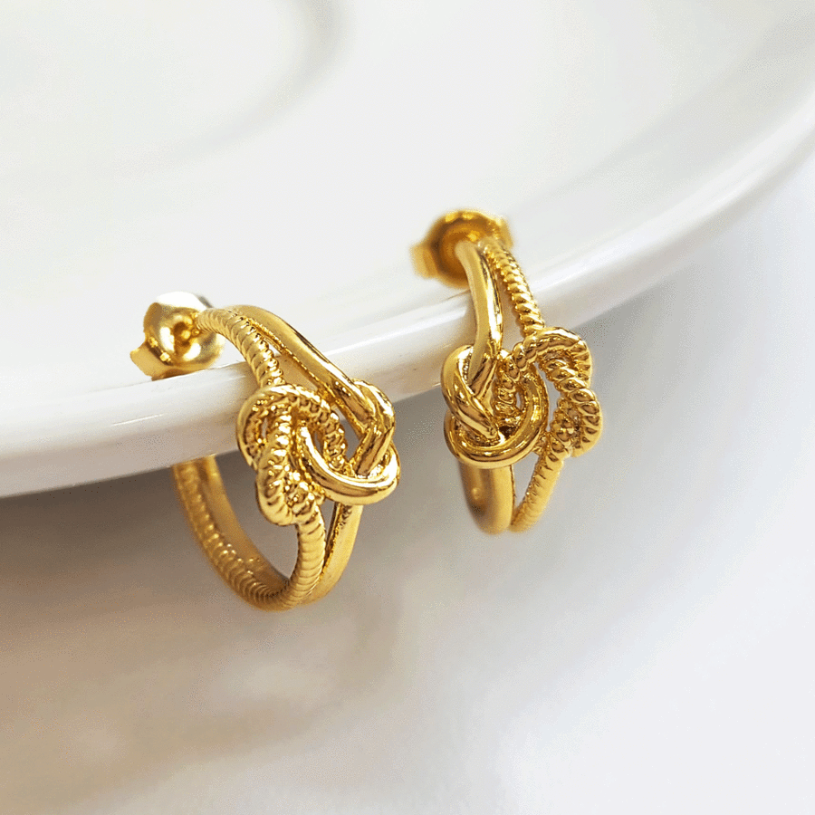 925 Sterling Silver Pretzel Knot Half Hoop Earrings - Dainty & Elegant Jewelry for Women, Perfect for Everyday Wear, Gifts & Special Occasions