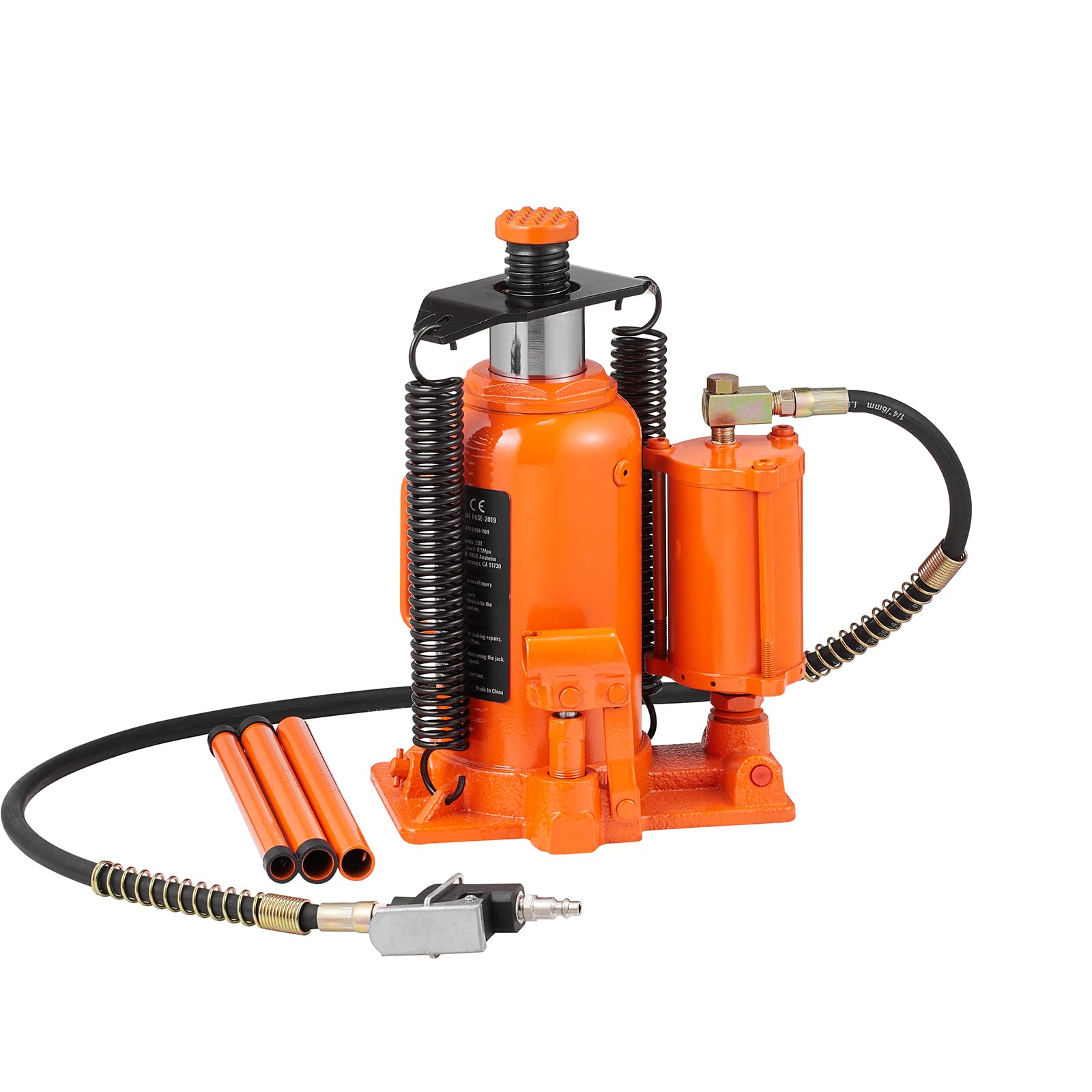 VEVOR 20 Ton Air Hydraulic Bottle Jack - 44,029 LBS Capacity, 10.4-19.7 Inch Lift Range, Heavy Duty Welded Construction with Manual Handle & Air Pump - Perfect for Car, Truck, RV Repair & Industrial Engineering (Workshop, Garage, Construction Site)