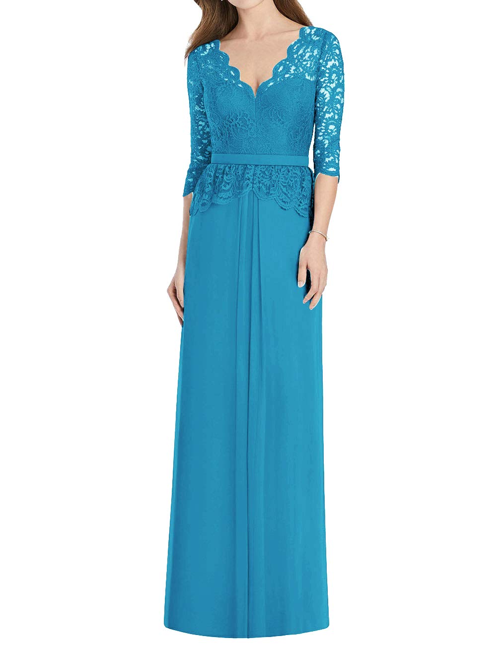 Elegant Long Sleeve Chiffon Lace Mother of the Bride Dress - Formal Evening Gown for Wedding, Special Occasions & Black Tie Events