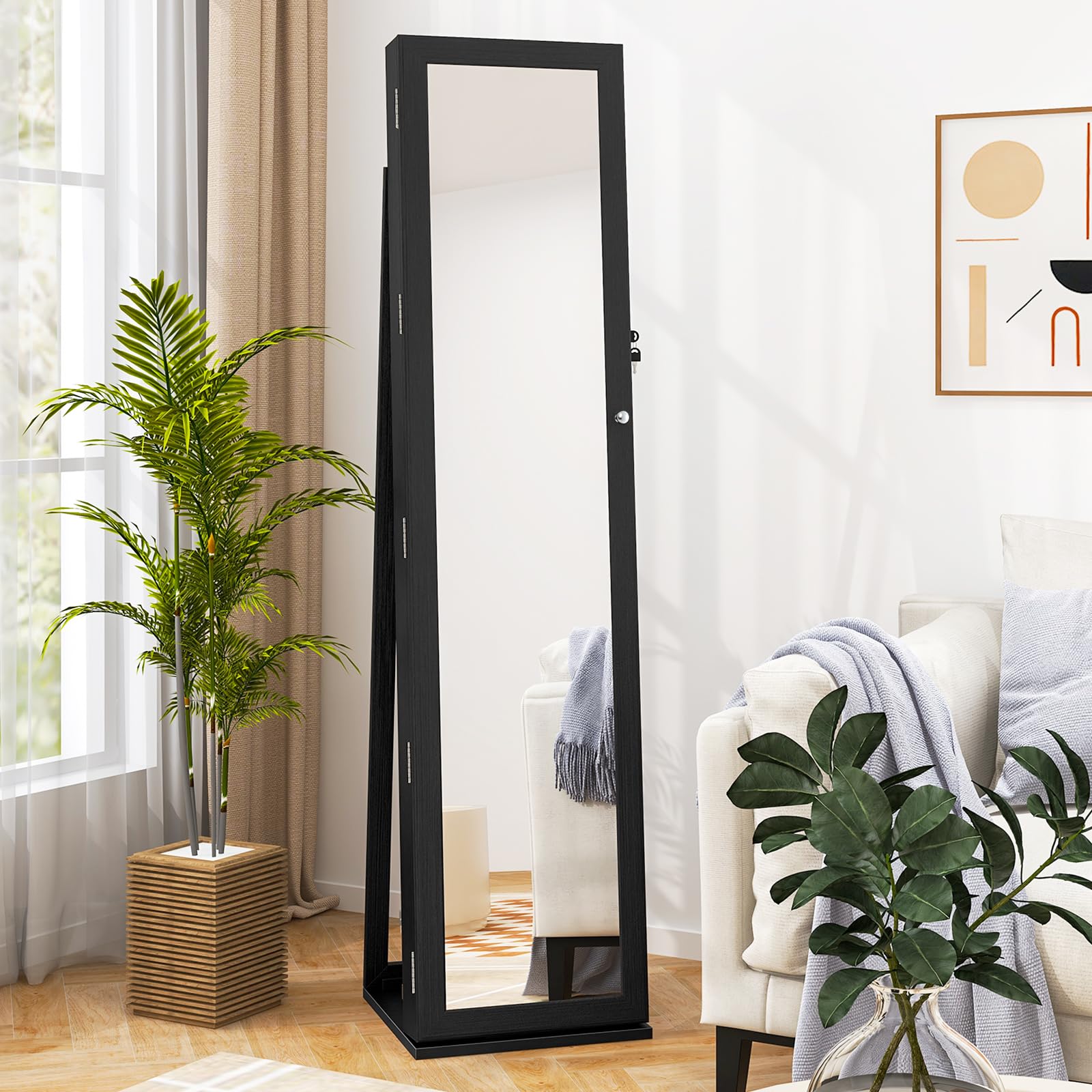 Charmaid Jewelry Armoire Cabinet with Full-Length Mirror - 62
