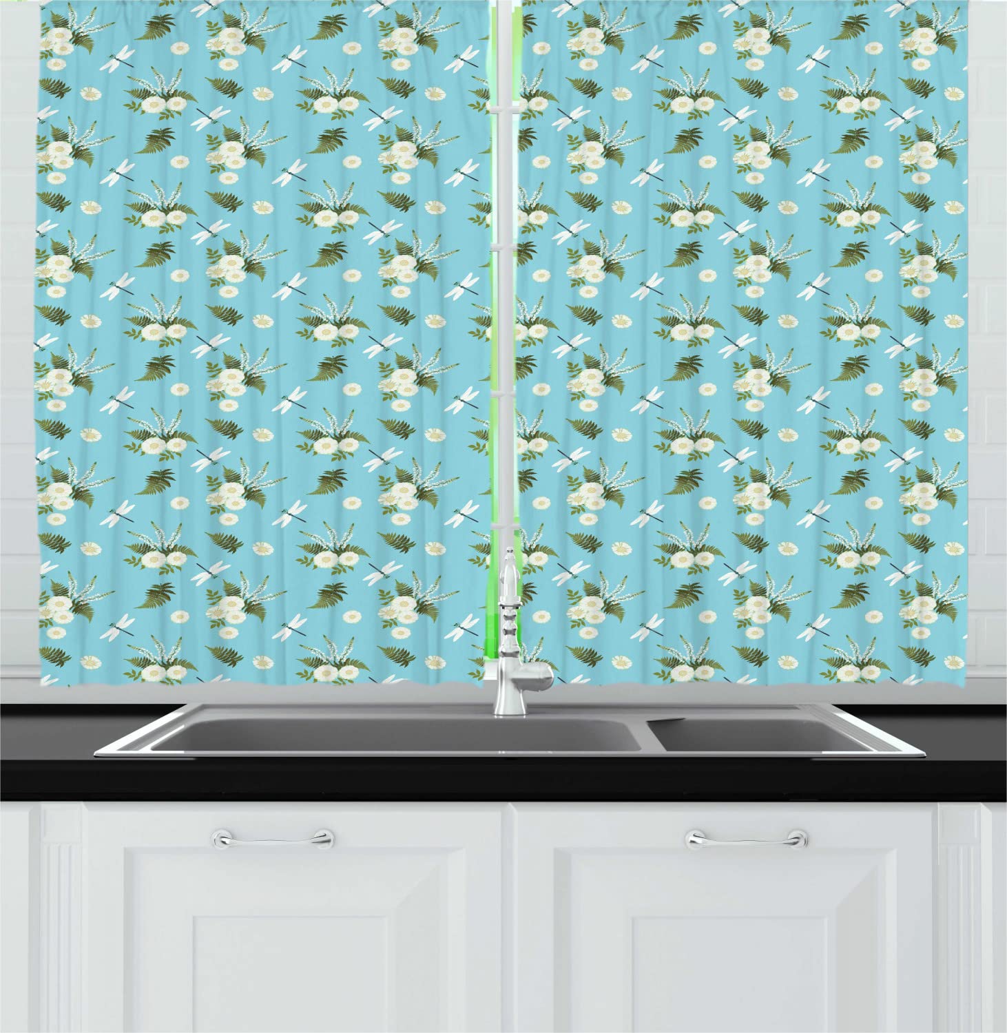 Ambesonne Vintage Floral Long Kitchen Curtains - 55