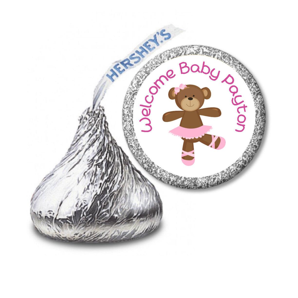 Personalized Ballerina Bear Stickers - Custom Candy Kisses Decals for Scrapbooking, Gift Wrapping & Party Favors
