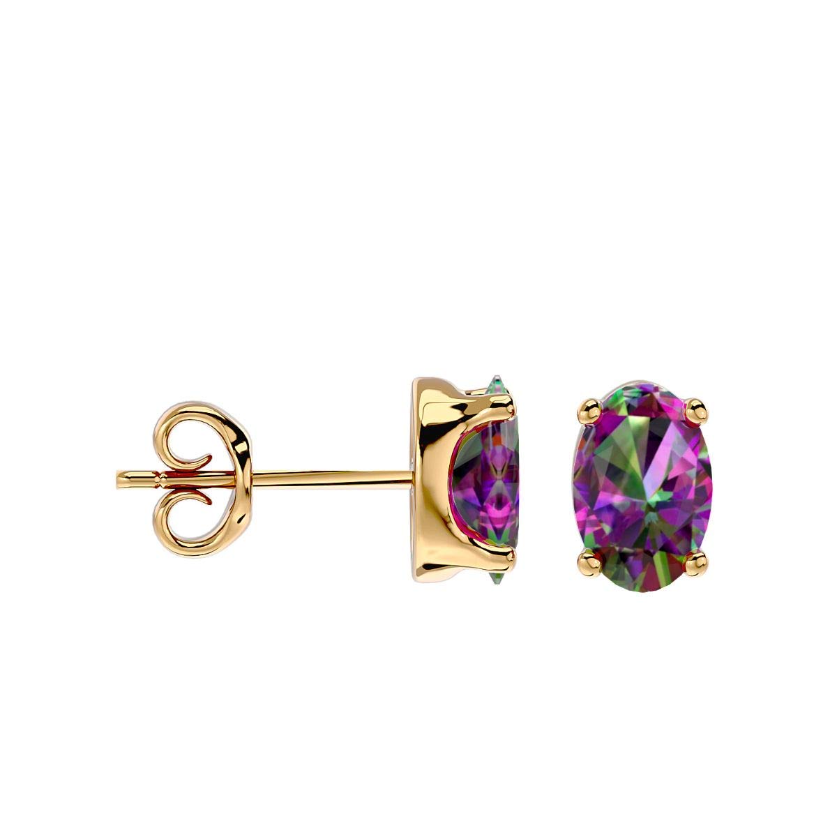 2/3 Carat Oval Stud Earrings for Women - 14k Gold Birthstone Jewelry with Push Back Setting | Elegant Gift for Anniversary, Birthday & Special Occasions | VVS Gems