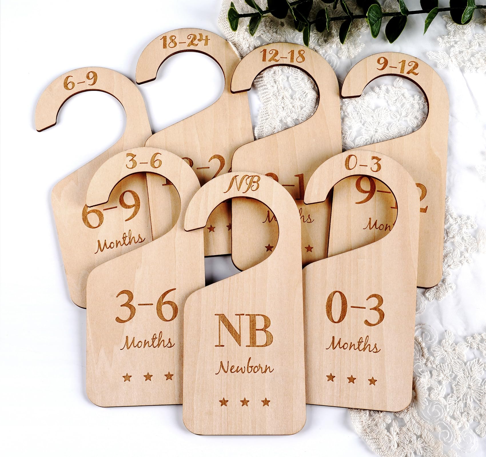 HOUÍSM 7-Pack Wooden Baby Closet Size Dividers - Thick Double-Sided Nursery Organizers for Newborn to 24 Months | Perfect for Baby Shower Gifts & Nursery Closet Organization