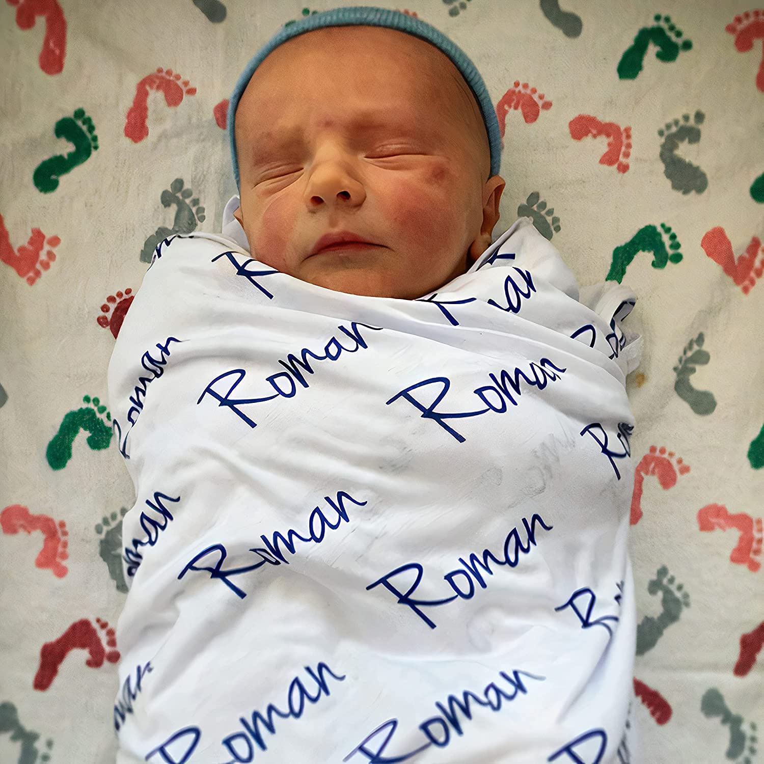 Personalized Baby Blanket with Name - Custom Newborn Swaddle Set for Boys | Monogrammed Baby Blanket Gift for Birthdays & Showers | Soft & Cozy Nursery Essential