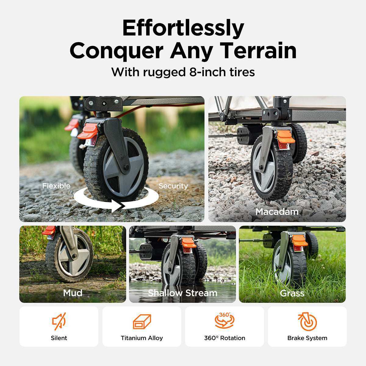 Litheli Electric Foldable Utility Wagon for Camping & Outdoor - Portable Power Bank Included - Perfect for Beach Trips, Picnics & Tailgating