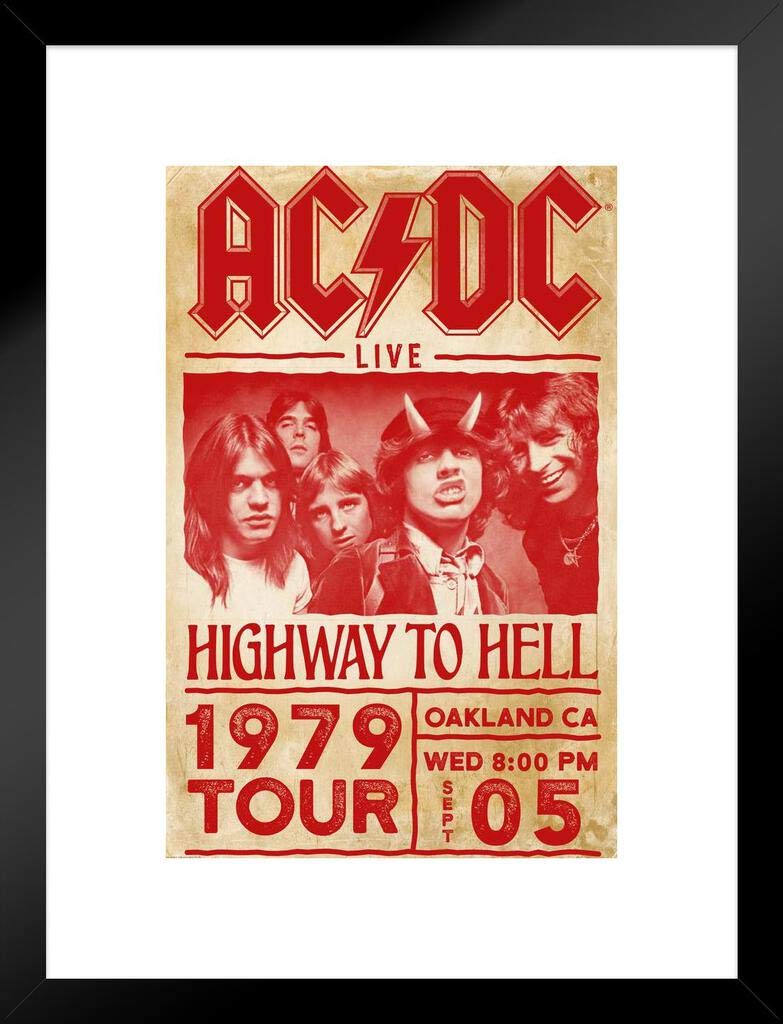 Pyramid America AC/DC Highway to Hell 1979 Tour Rock Band Music Classic Retro Vintage Framed Wall Art Poster 20x26 - Perfect for Music Lovers, Man Cave Decor & Rock Memorabilia Collection