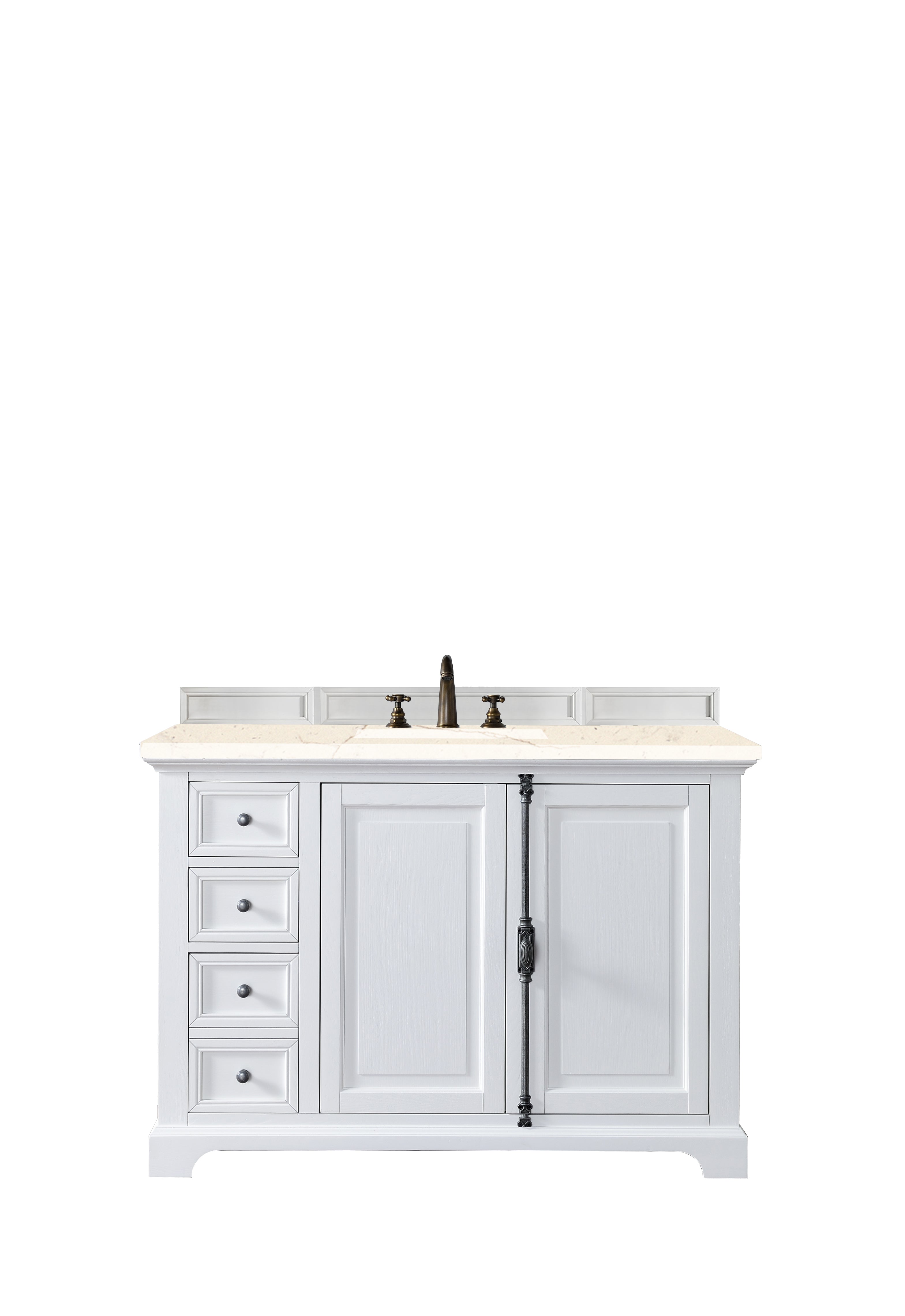 Providence 48 Inch Single Bathroom Vanity Cabinet with 3CM Eternal Marfil Quartz Countertop - Bright White Finish for Modern Bathroom Remodel, Small Space Solution, Powder Room Upgrade