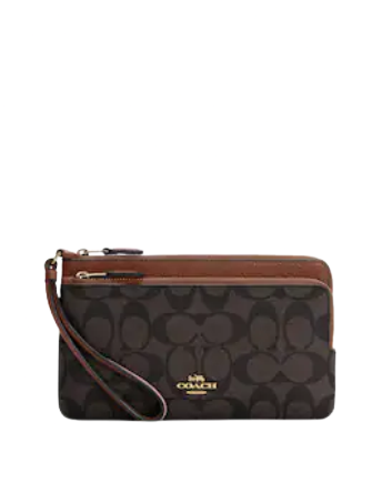 Coach Double Zip Wallet in Signature Canvas - Stylish & Durable Leather Card Holder for Women - Perfect for Everyday Use, Travel & Gifting