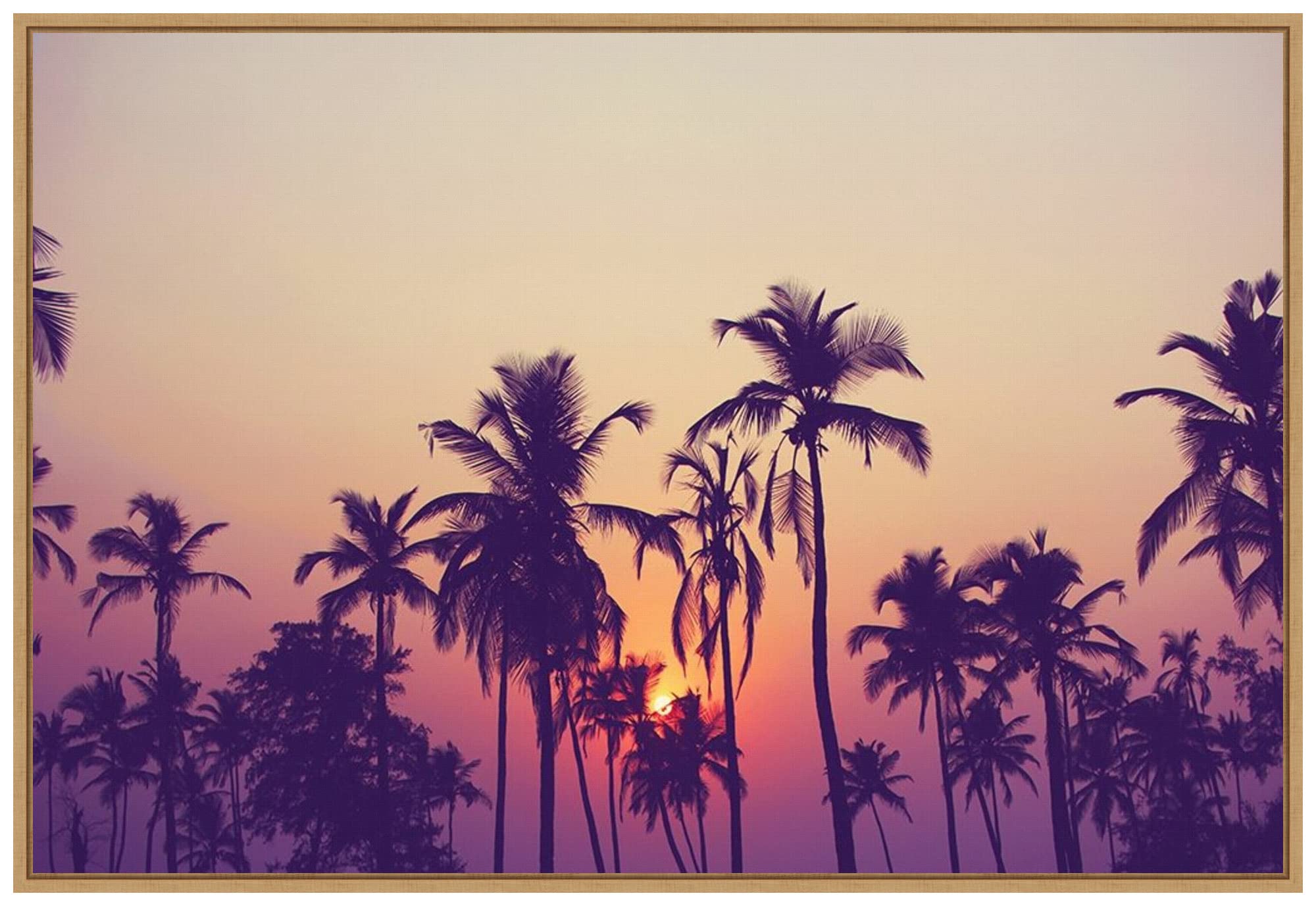 Amanti Art Framed Canvas Wall Art 23x33 - Tropical Palm Sky Painting by Design Fabrikken, Modern Framed Wall Decor for Living Room, Bedroom, Bathroom & Kitchen - Perfect for Beach House, Vacation Home & Tropical Theme Decor