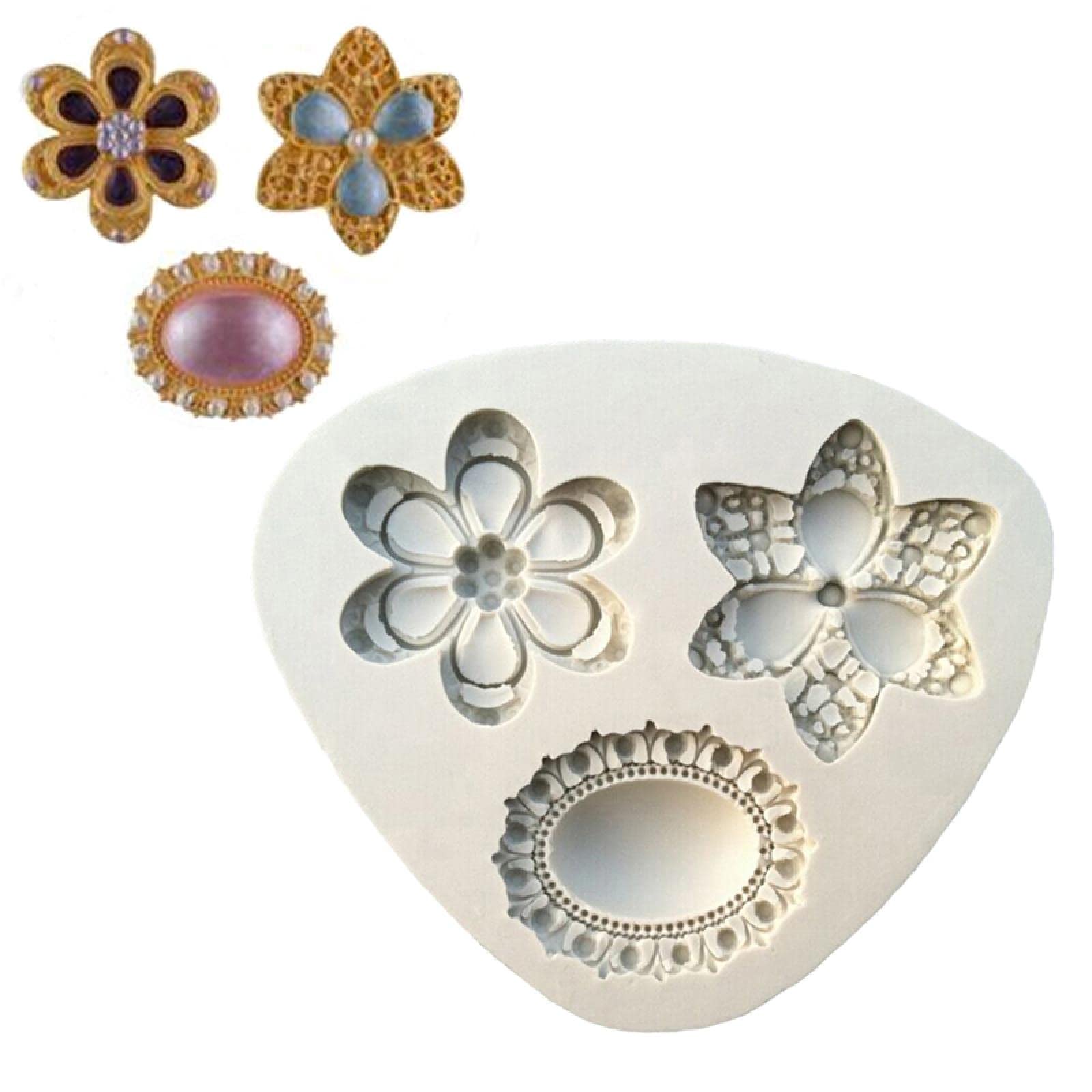 Premium Silicone Fondant Molds for Chocolate & Cake Decorating - Jewelry Brooch Design Baking Tools for DIY Wedding Cakes, Cupcakes & Desserts
