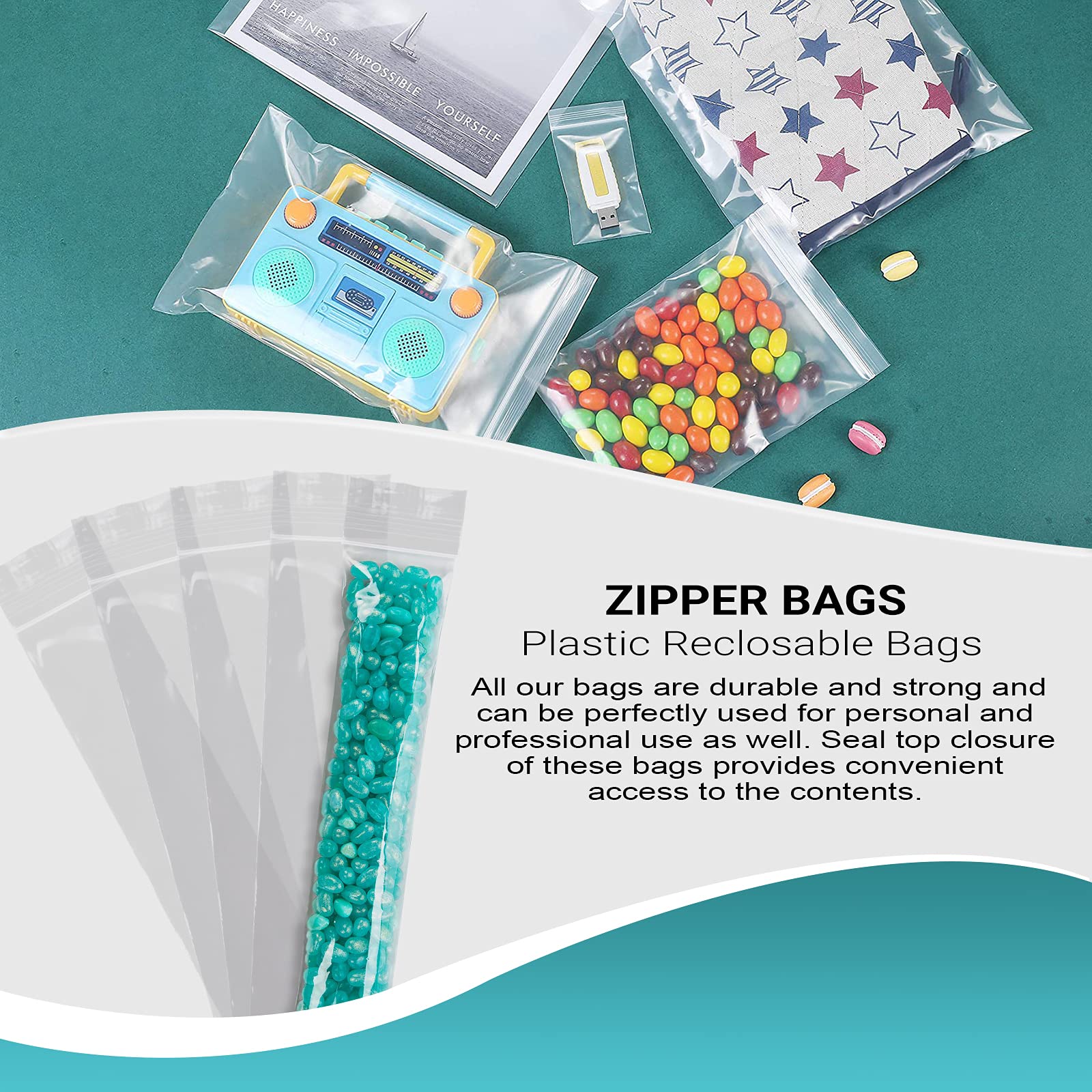 APQ 1000 Pack 3x14 Inch Clear Reclosable Zipper Bags - 2 Mil Thick Waterproof Plastic Storage Bags with Secure Zipper Closure for Jewelry, Crafts, Industrial Use & Organizing Small Items