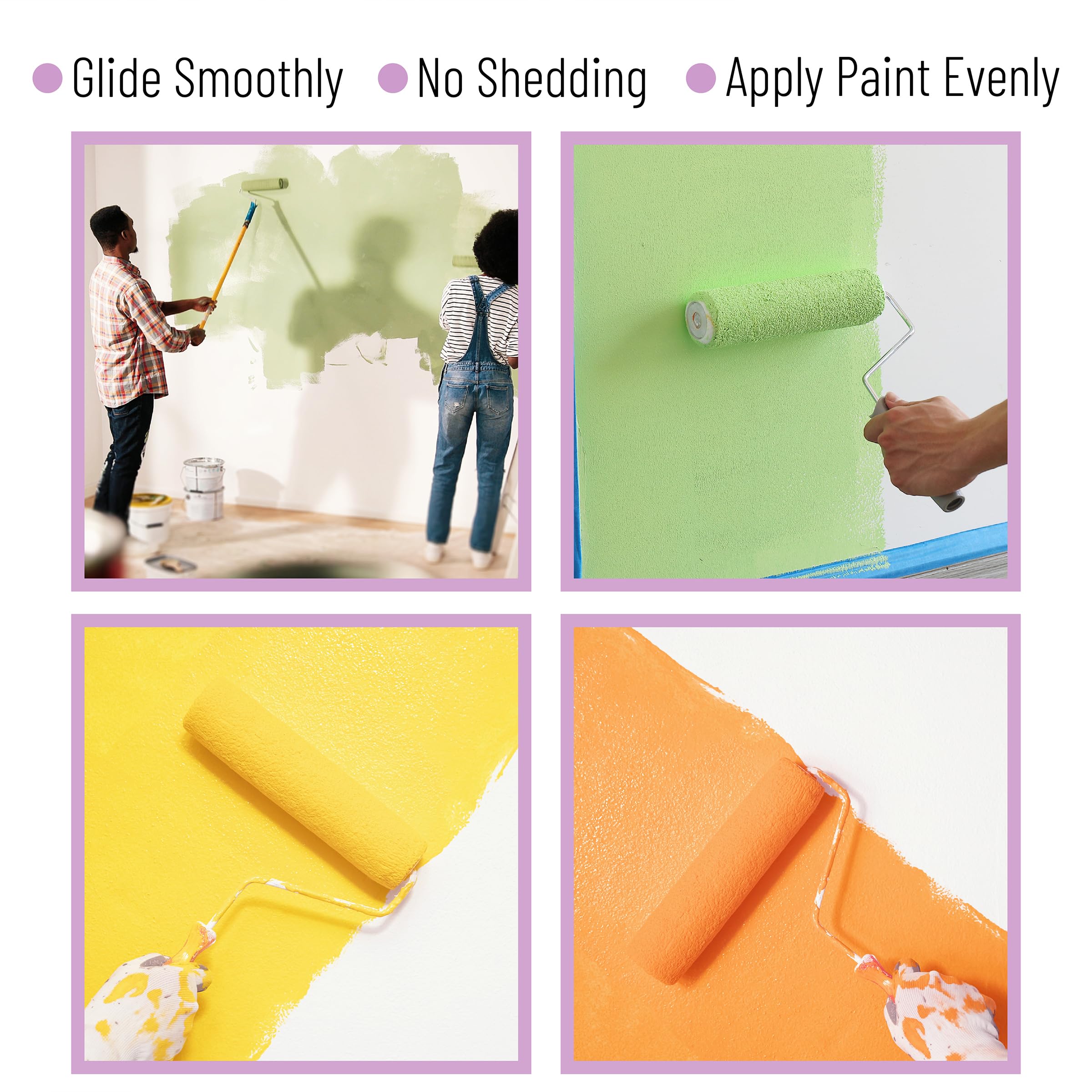 Bates 9 Inch Paint Roller Covers - 10 Pack - Premium Quality Large Paint Roller Refills for Smooth Wall Painting - Perfect for Interior Walls, Ceilings, and DIY Home Improvement Projects