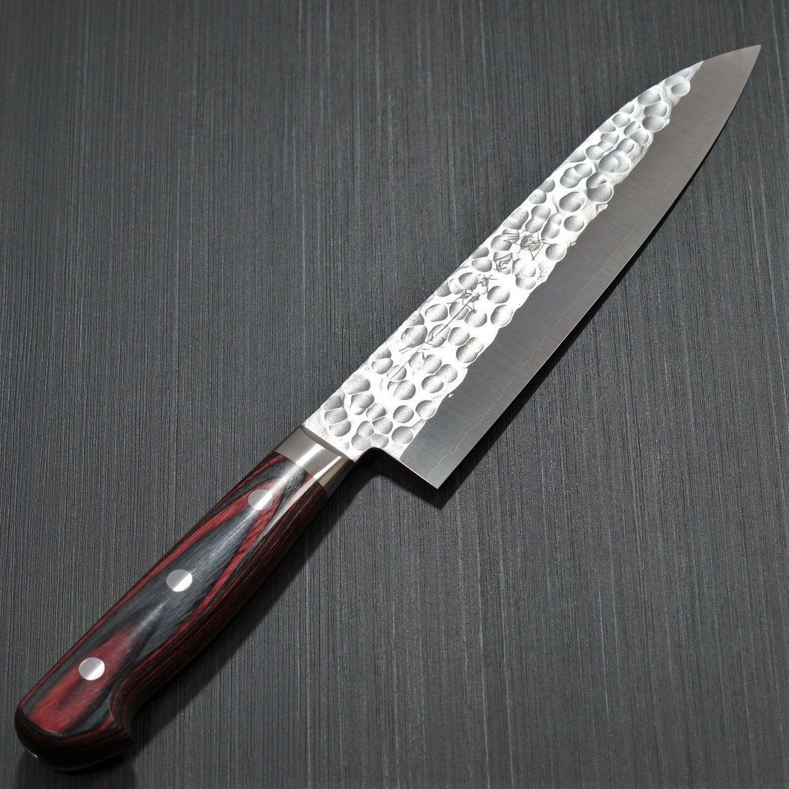 Premium Yoshimi Kato SG2 Hammered Gyuto Chef Knife 180mm - Japanese Damascus Steel Kitchen Knife with Red Pakkawood Handle - Perfect for Sushi, Meat Cutting & Professional Cooking