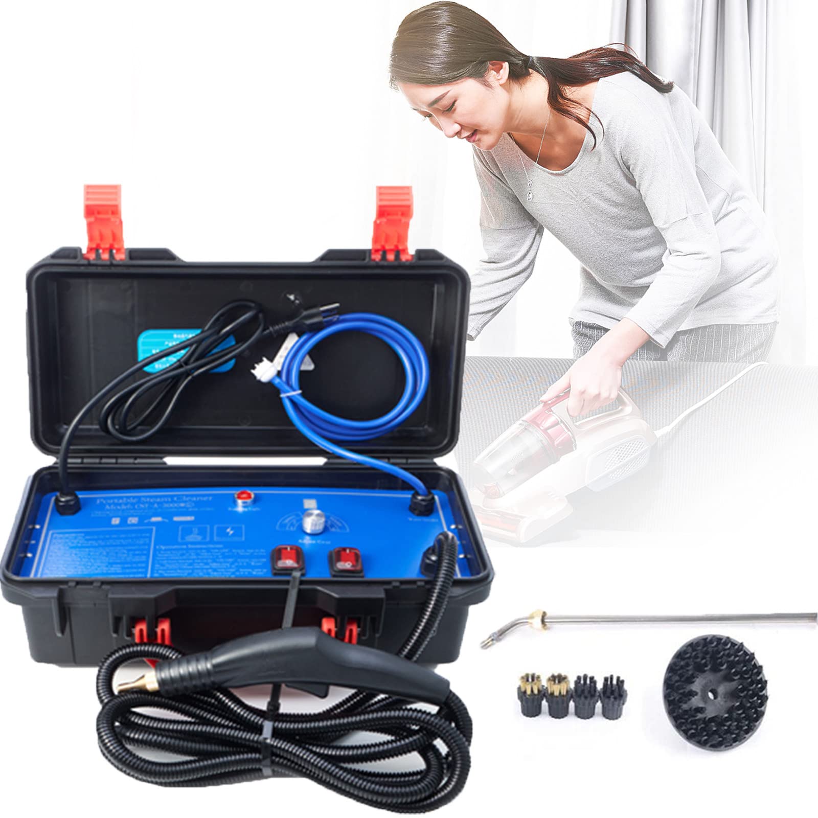 DDHVVOH 3000W Handheld Steam Cleaner - High Pressure Electric Steam Cleaner for Home, Car, Floors & Upholstery - Portable Multi-Function Steam Cleaning Machine with 110V Power (Ideal for Kitchen, Bathroom & Auto Detailing)