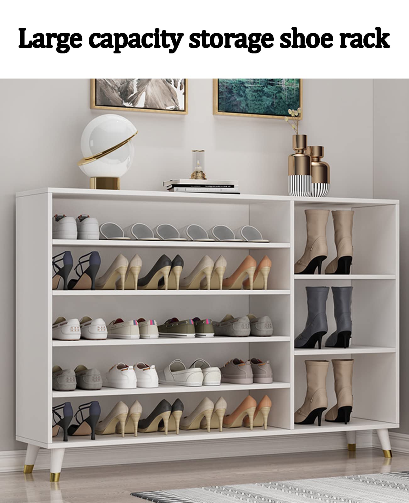 Solid Wood Shoe Rack - Multi-Tier Shoe Storage Shelf for Entryway, Hallway & Living Room - Easy Assembly (120x29x94.2cm) - Perfect for Organizing Shoes, Boots & Home Decor