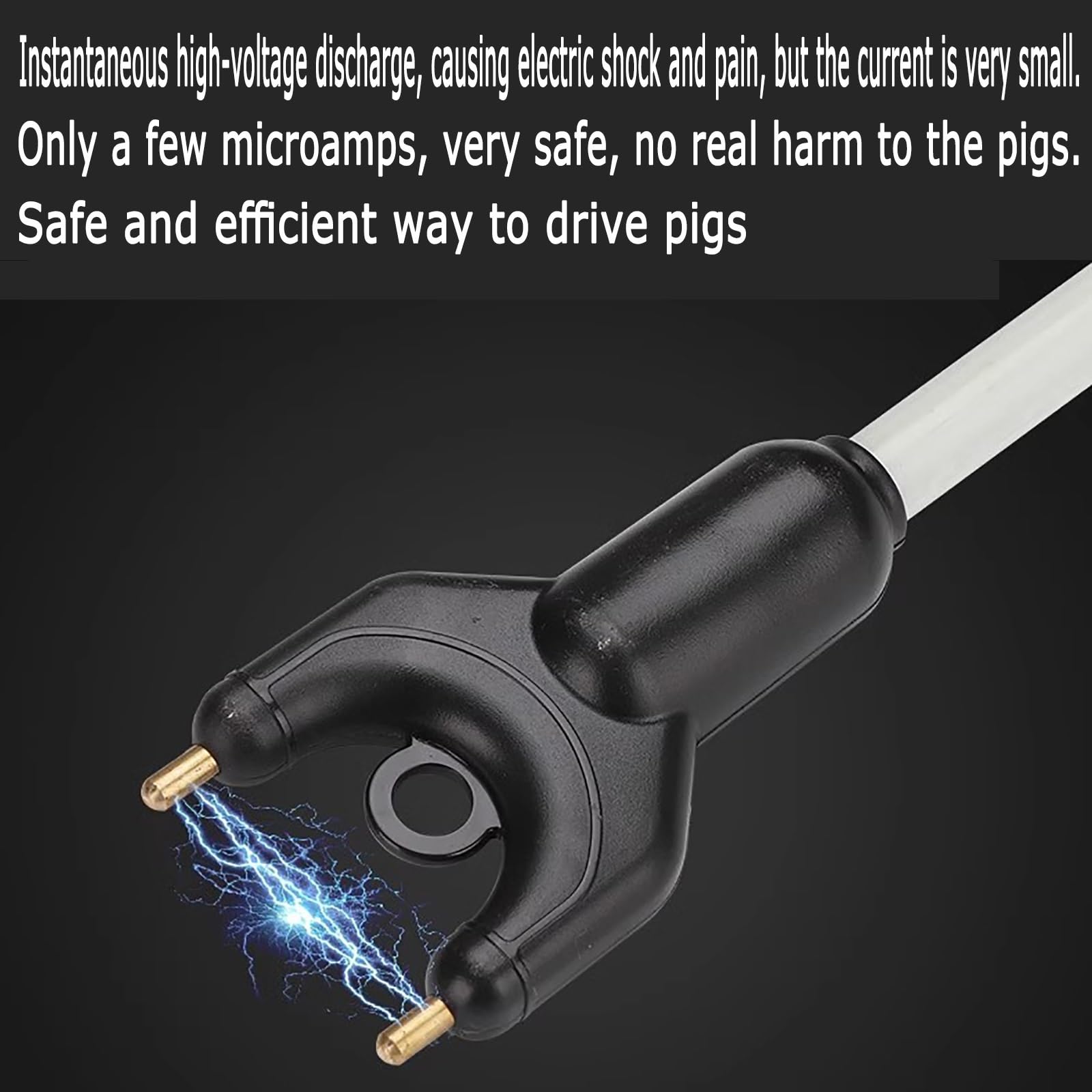 Rechargeable Electric Cattle Prod with LED Lights - Waterproof Livestock Prodder with Dual Safety Switch (15.3 Inch) - Perfect for Ranch, Farm & Animal Training