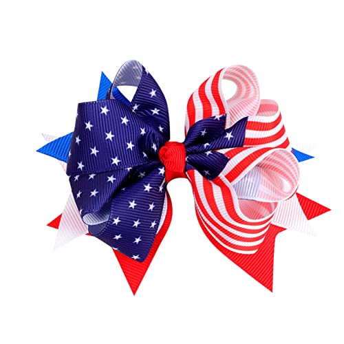 Patriotic Hair Bows for Girls & Kids - 4th of July Independence Day Hair Clips - Cute Hair Accessories for Parties, School & Holidays (Color: C)