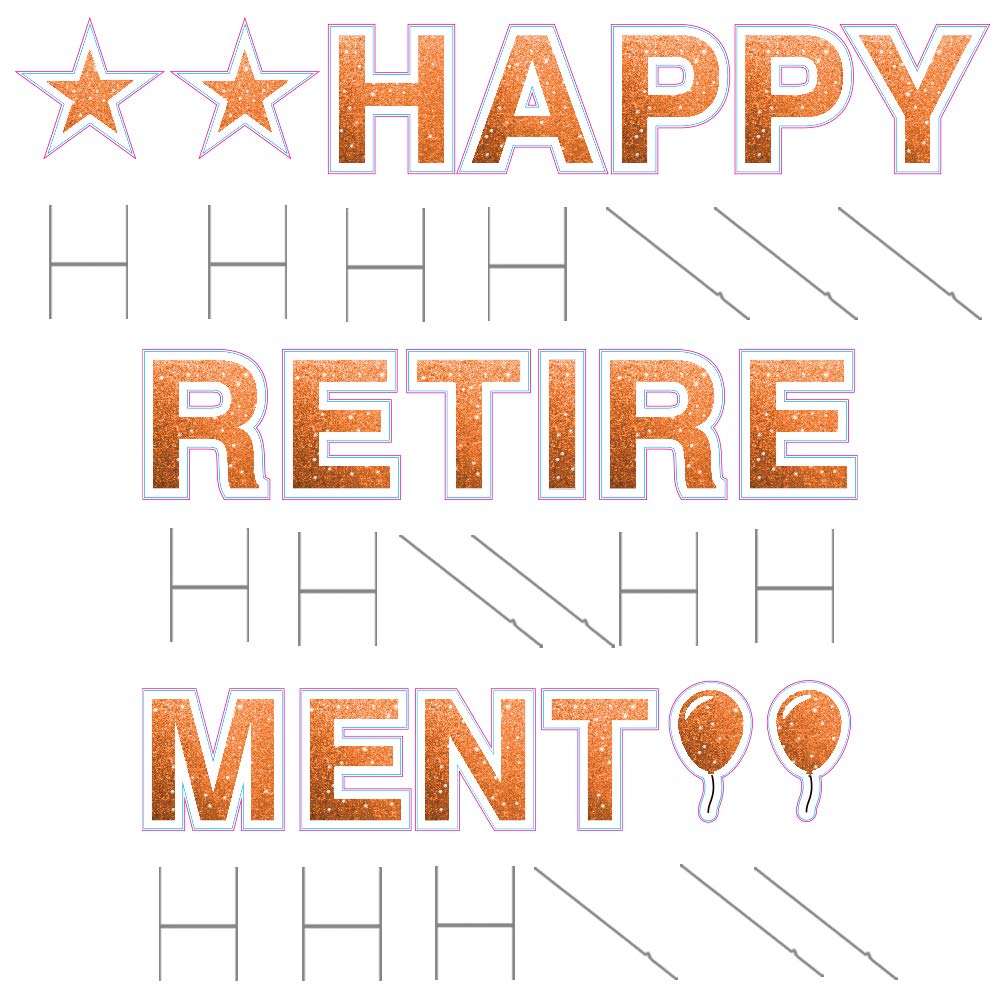 Happy Retirement Yard Sign – 18 Inch Tall Corrugated Plastic Retirement Party Sign with Stakes & Emojis – Durable Outdoor Retirement Decorations & Gifts (Faux Glitter Orange) – Perfect for Retirement Parties, Backyard Celebrations & Surprise Gifts