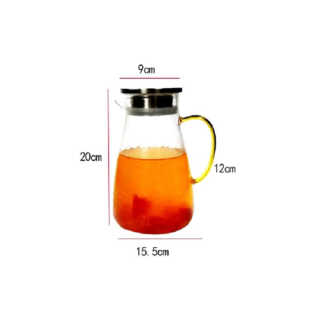 Heat Resistant Borosilicate Glass Pitcher with Airtight Lid - 1500ML BPA-Free Beverage Container for Homemade Juice, Iced Tea & Lemonade - Perfect for Refrigerator Storage, Parties & Outdoor Picnics
