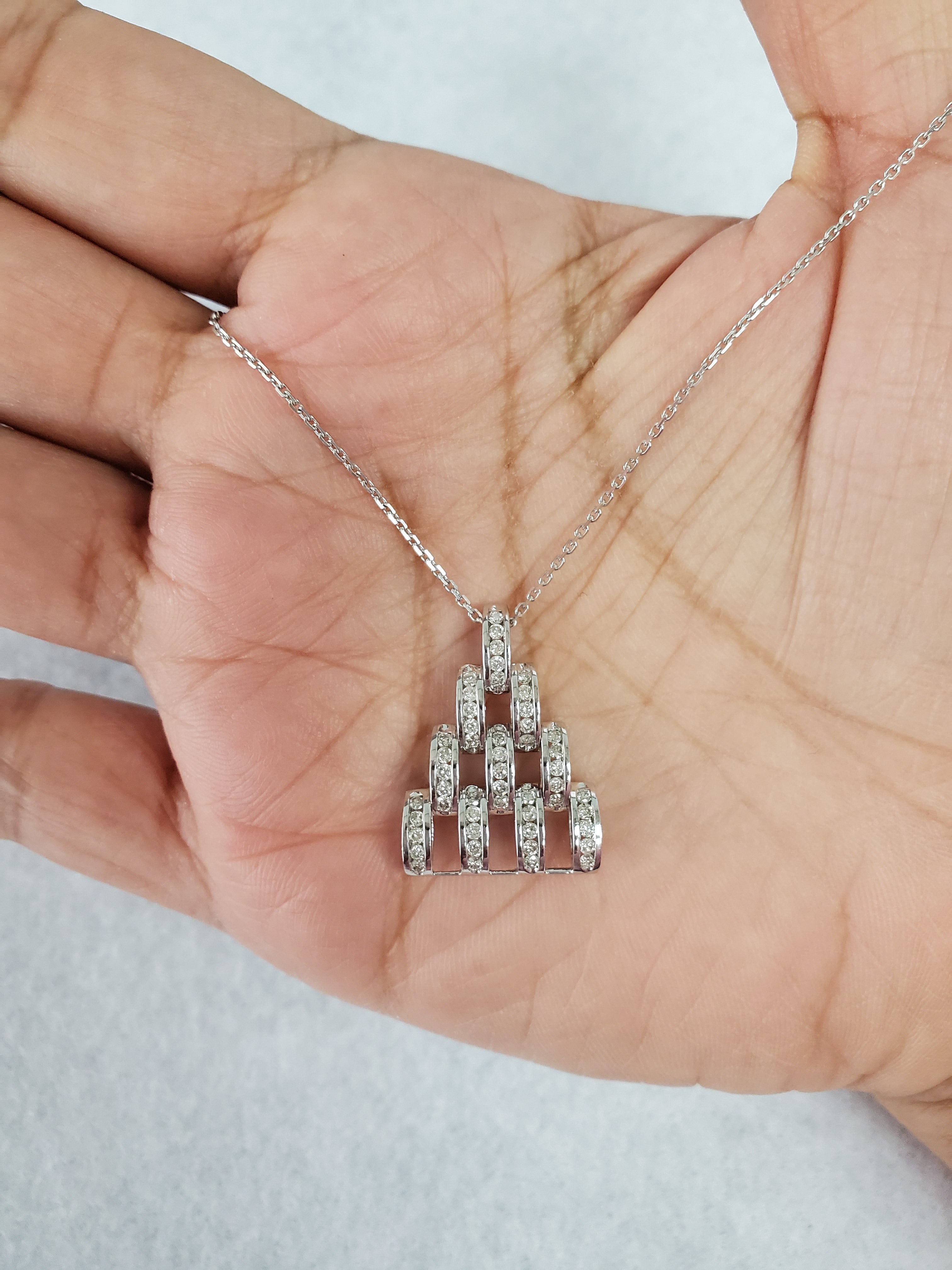 1.00cttw Pyramid Diamond Pendant in 14k White Gold or 14k Yellow Gold - Elegant Necklace for Women, Perfect for Anniversary, Birthday & Special Occasion Gifts