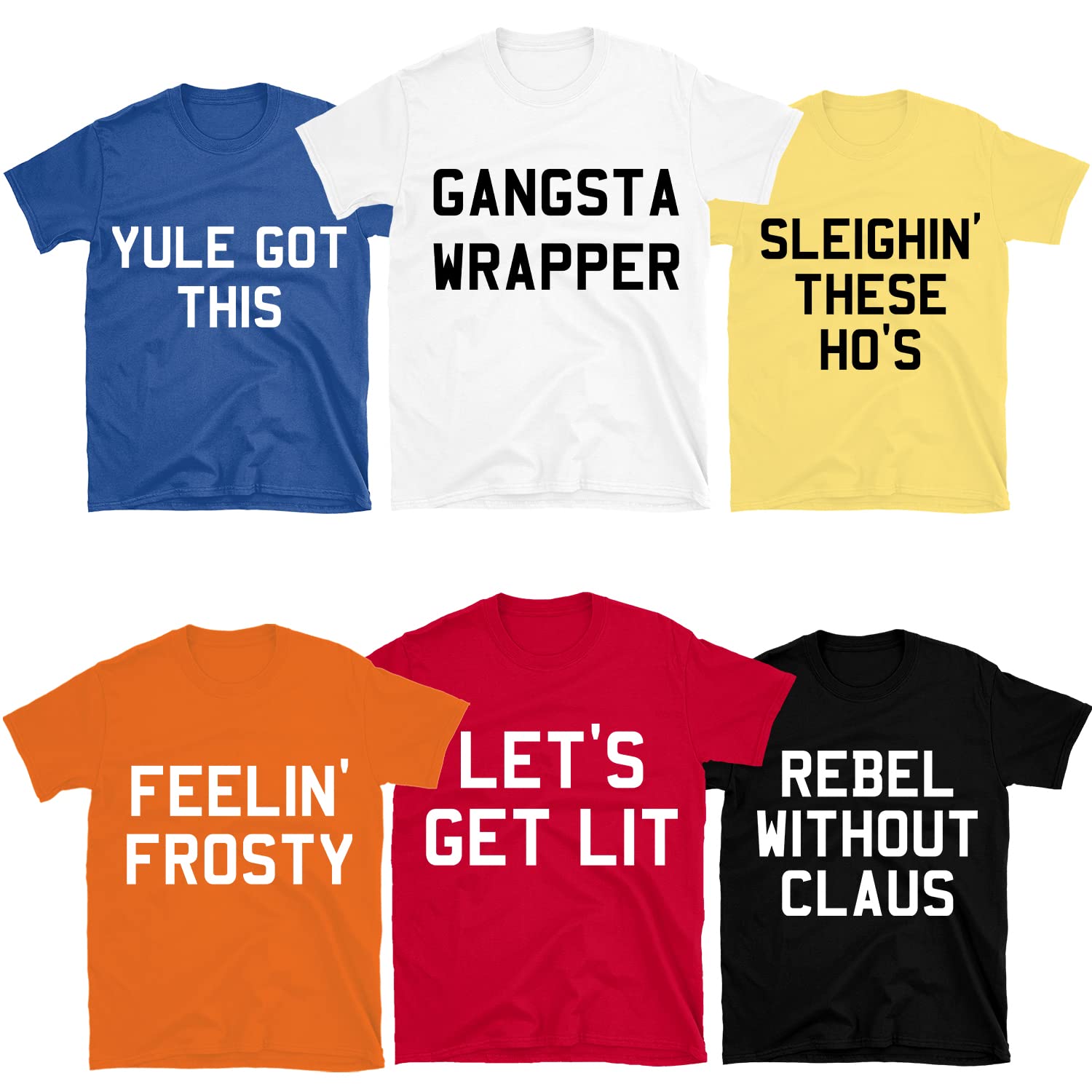 Funny Christmas T-Shirt - Gangsta Wrapper Holiday Pun Tee for Friends & Family | Matching Group Shirts for Friendsmas Parties & Festive Gatherings
