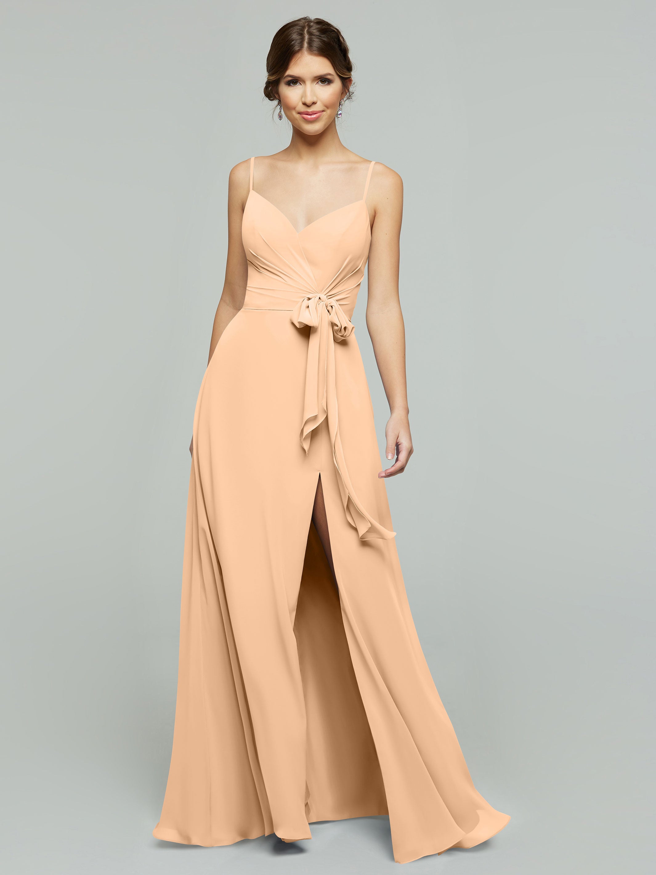 Elegant 80182 Chiffon A-Line Bridesmaid Dress with V-Neck & Spaghetti Straps - Perfect for Weddings, Formal Events & Special Occasions