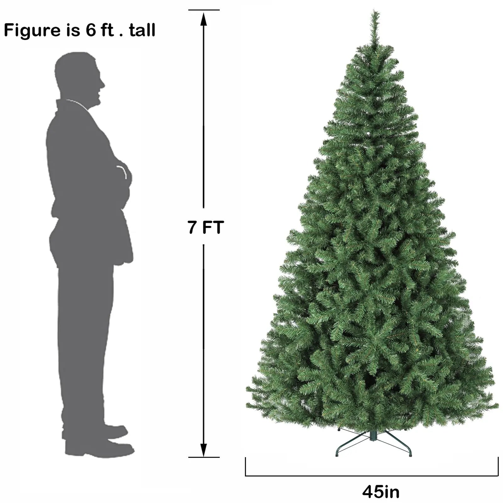 6'/7' Premium Artificial Christmas Tree with Realistic PVC Branch Tips - Easy Assembly Metal Stand & Hinged Branches - Perfect for Home, Office, and Holiday Decorations