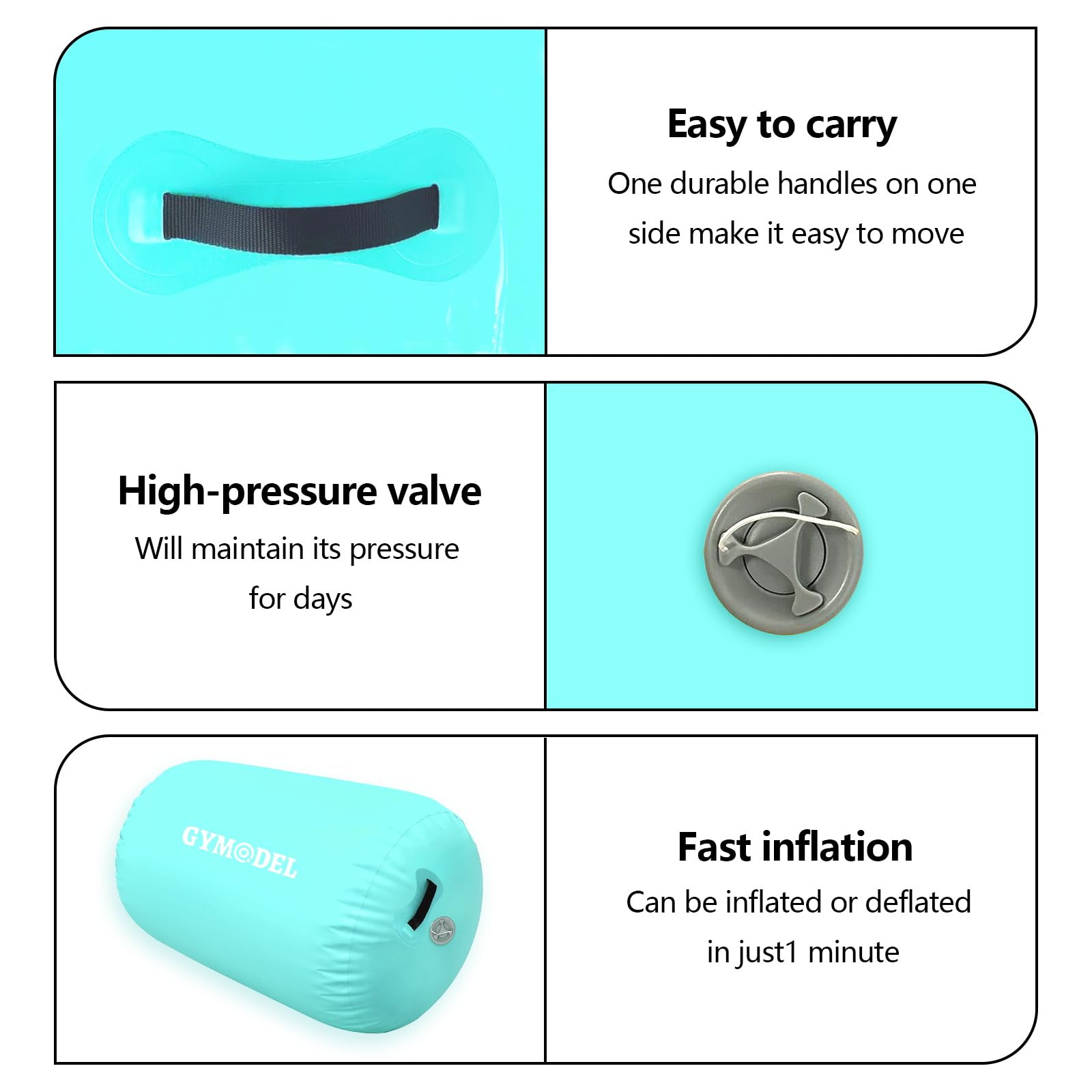 Inflatable Gymnastics Air Roller Barrel - Tumbling Training Mat for Back Handspring, Cheerleading & Yoga | Portable with Pump for Home, Gym & Outdoor Use | Perfect for Kids, Teens & Adults Fitness Practice