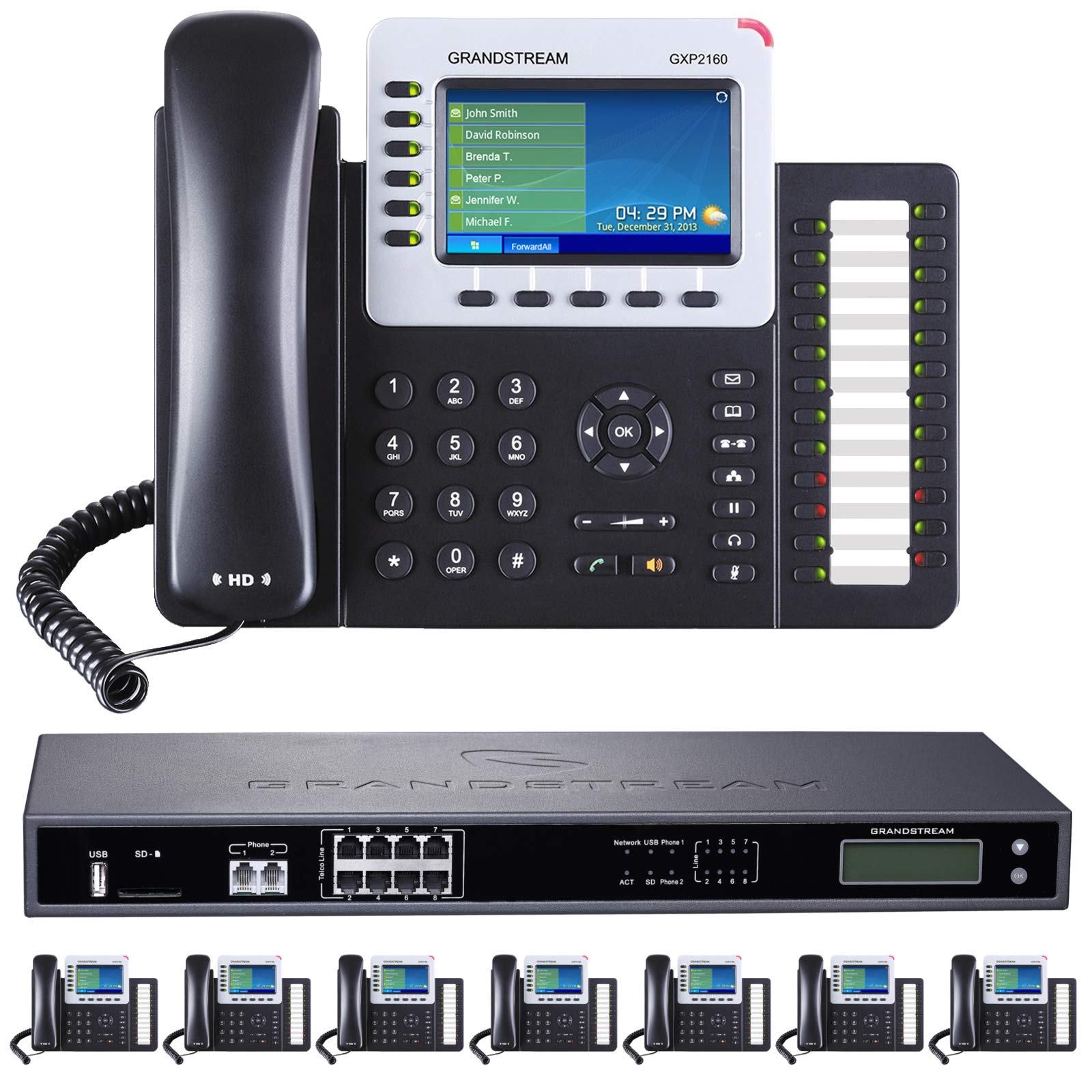 Grandstream Business Phone System - 8-Line VoIP Office Phone Bundle with Auto Attendant, Voicemail, Mobile & Remote Extensions, Call Recording + 1 Year Free Mission Machines Service | Ideal for Small Business, Call Centers & Remote Work Teams